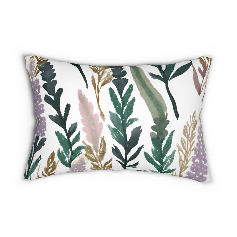 Boho Floral Lumbar Pillow | Sage Green, Beige White