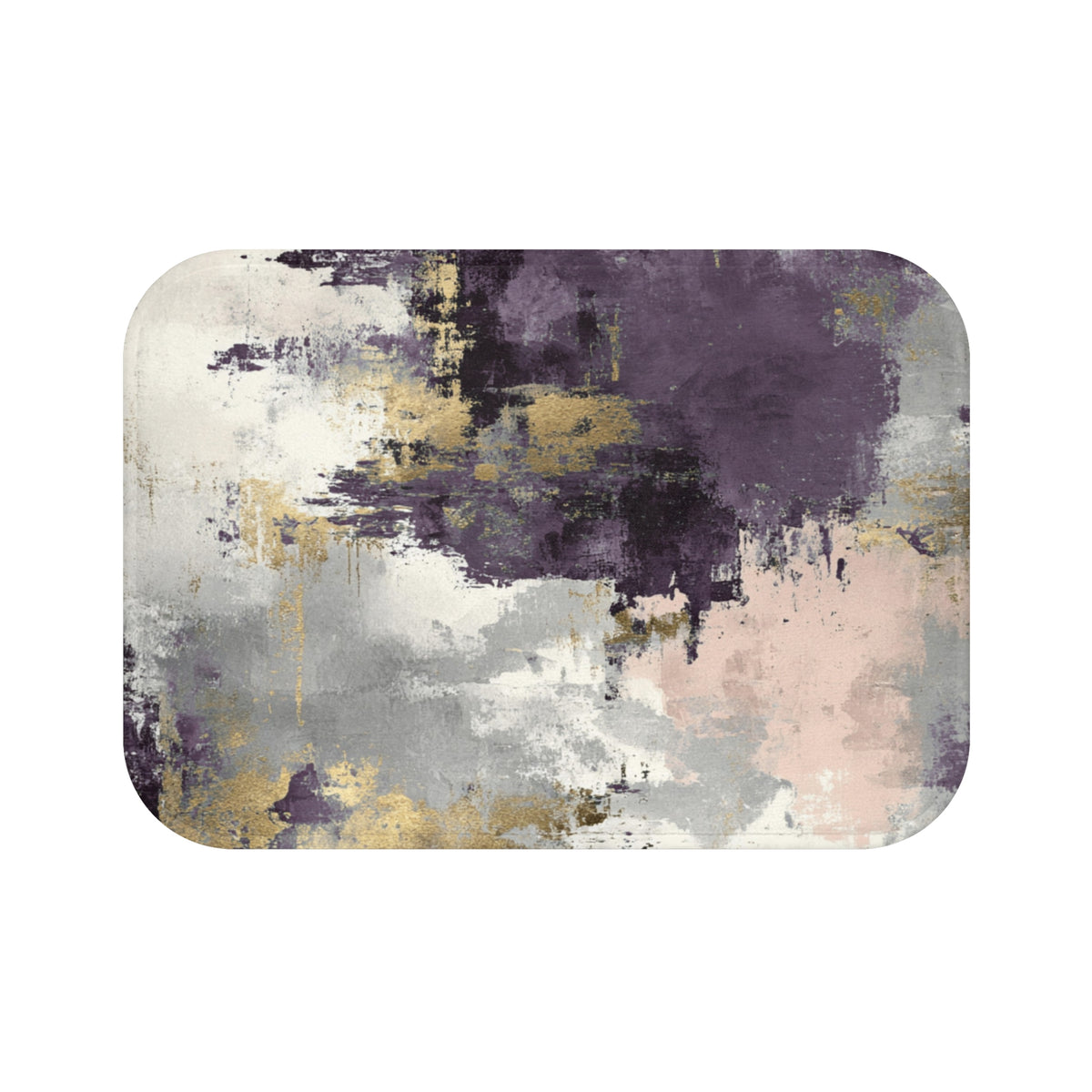 Aubergine Grey Ochre Abstract Bath Mat, Moody Bathroom Rug