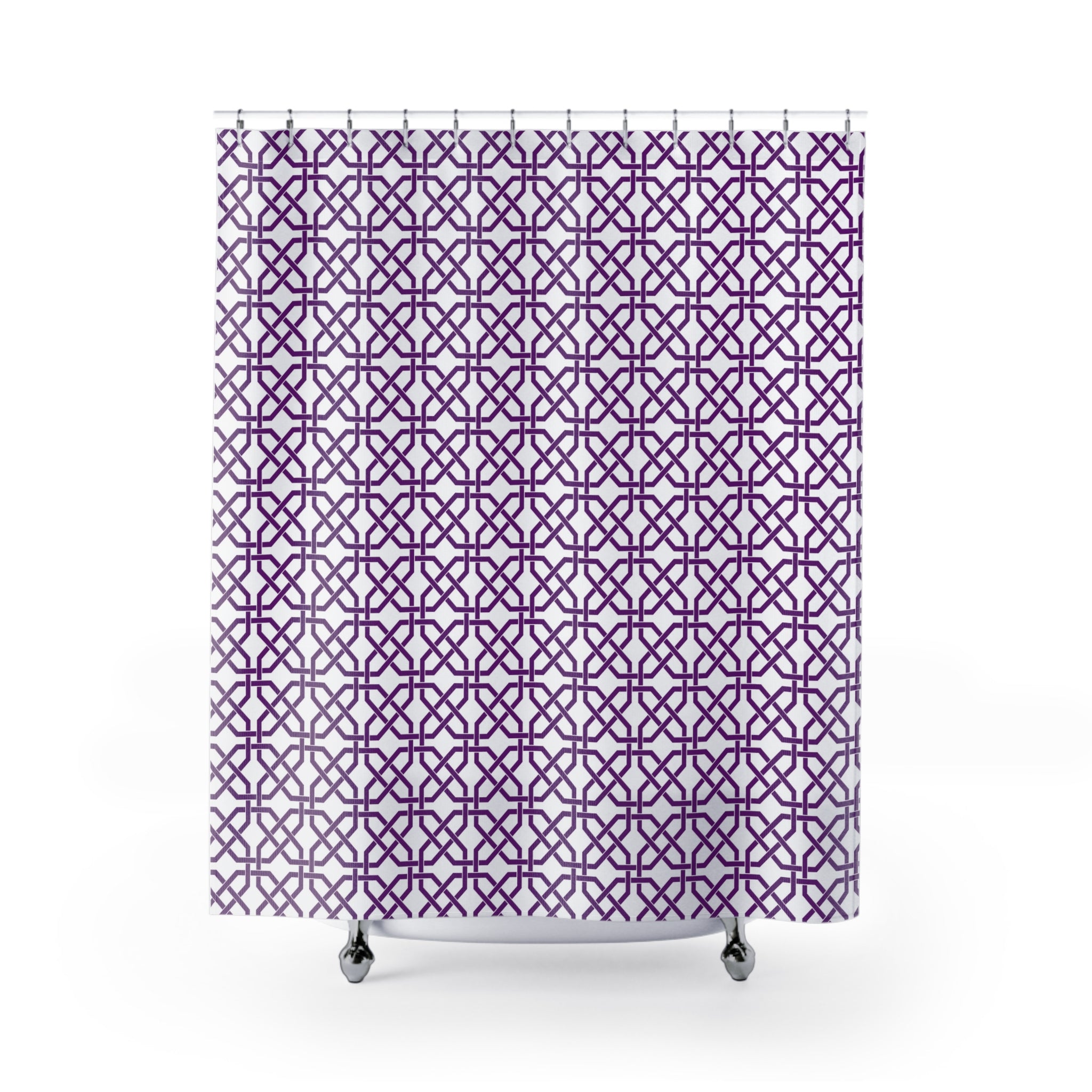 Art Deco Shower Curtain | Purple White Geometric, Art Nouveau