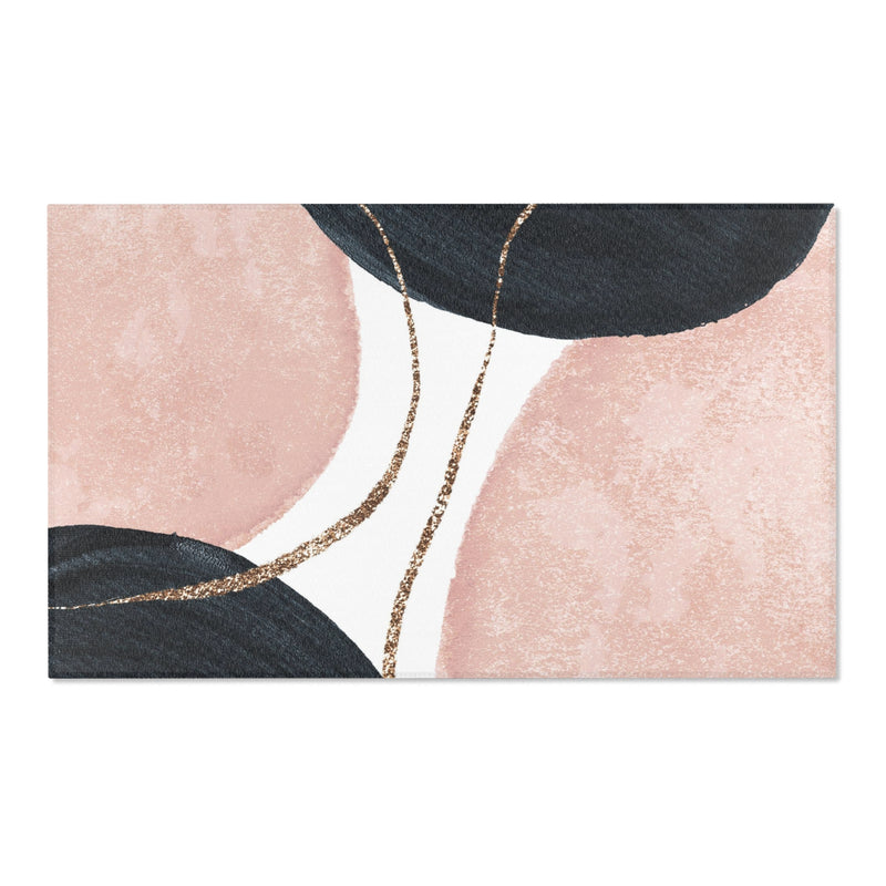 Abstract Boho Rectangle Area Rug | Modern Blush Pink, black