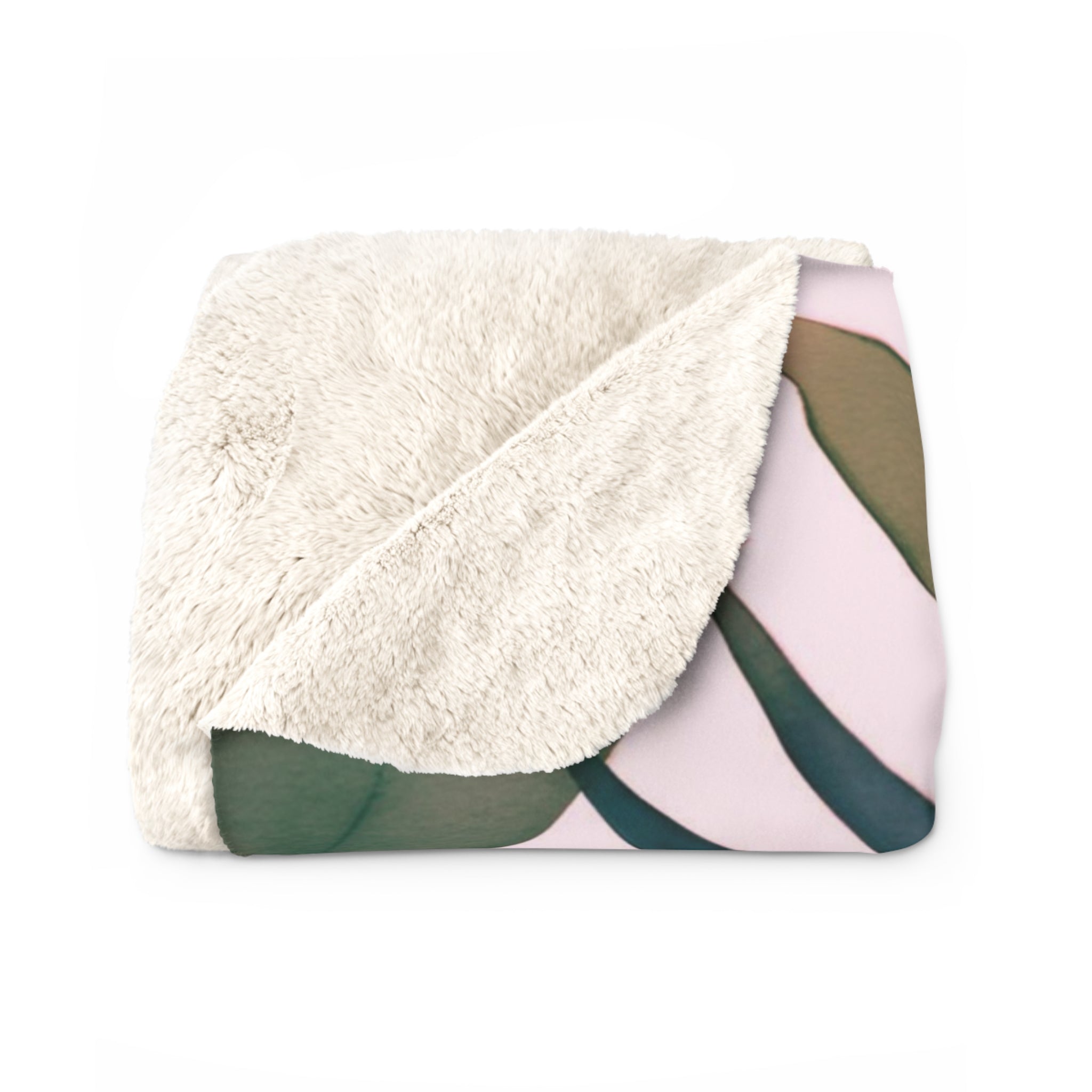 Floral Throw Blanket | Dark Green, Blush Pink Eucalyptus Leaves