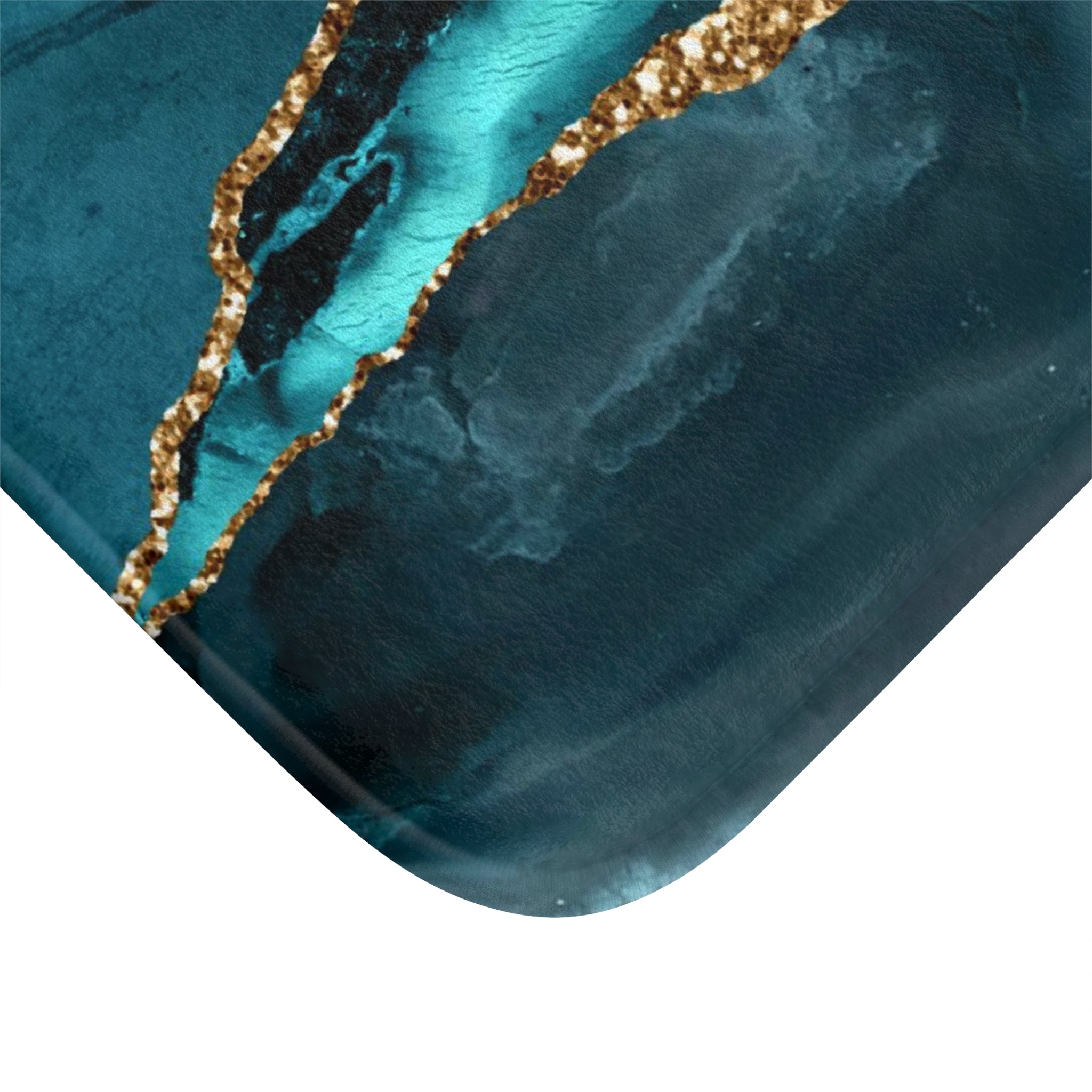 Teal Blue Bath Mat | Agate Marble Print Kitchen Mat
