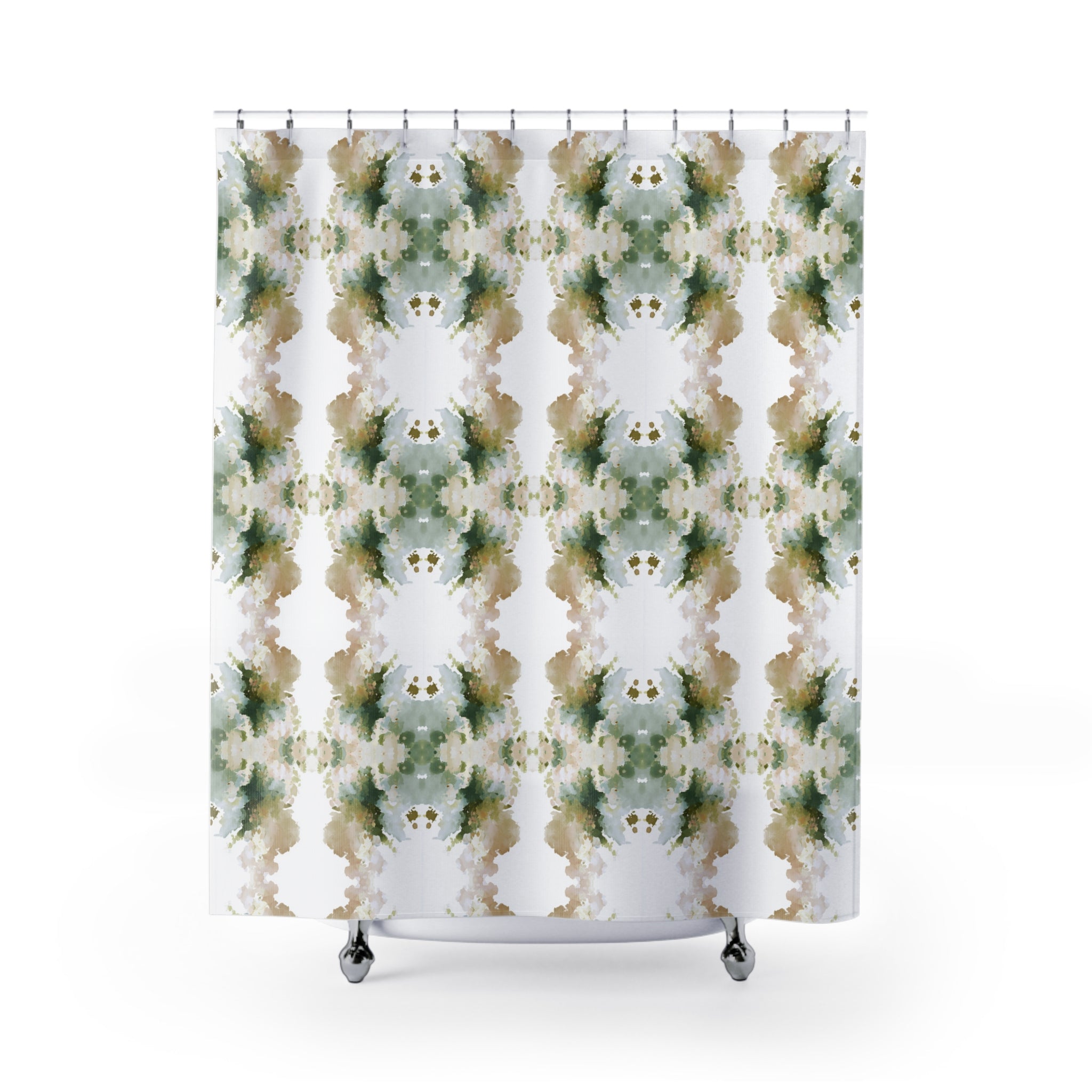 Earthy Sage Green Abstract Watercolor Shower Curtain