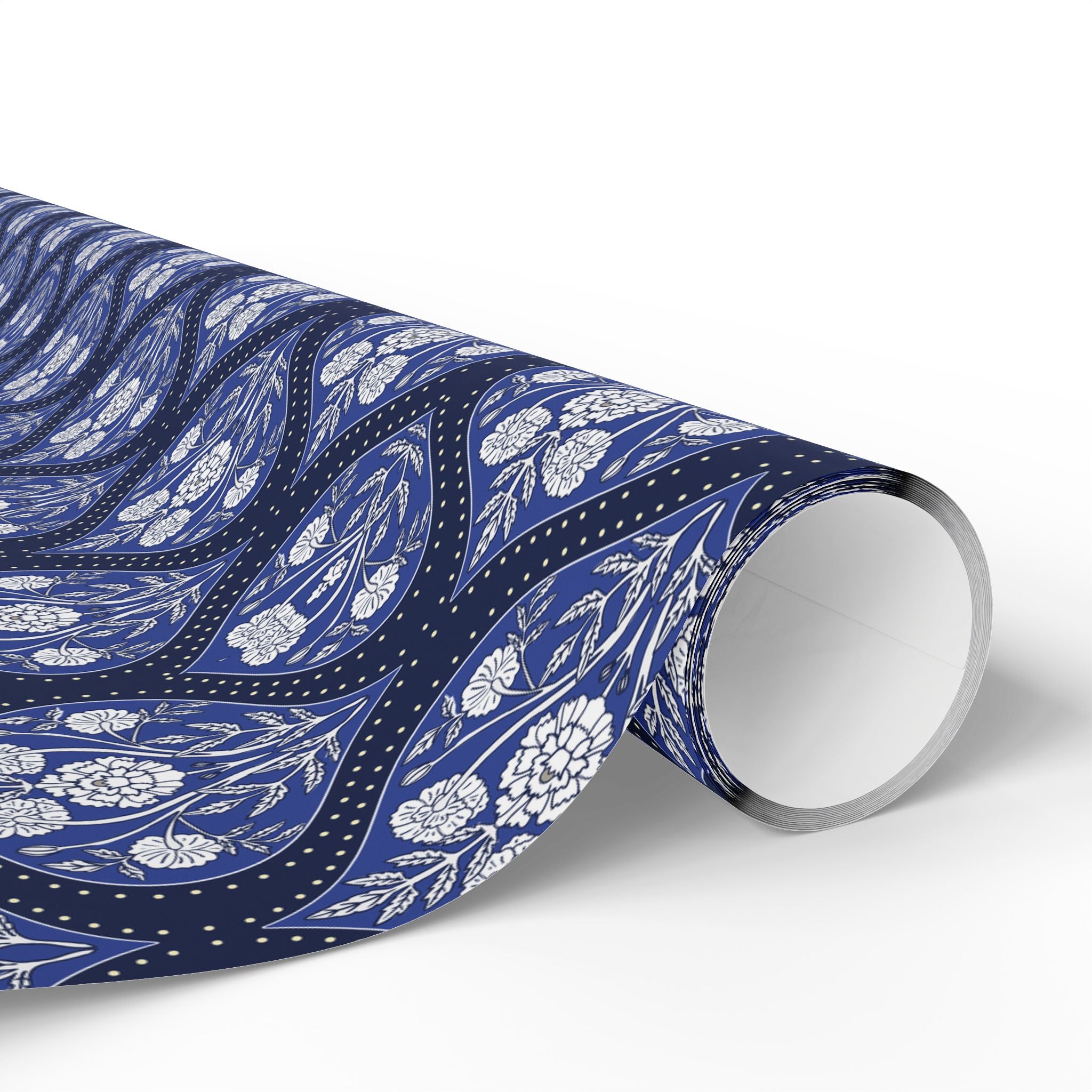 Elegant Wrapping Paper | Vintage Blue White Floral Gift Wrap for the Holidays, Birthdays