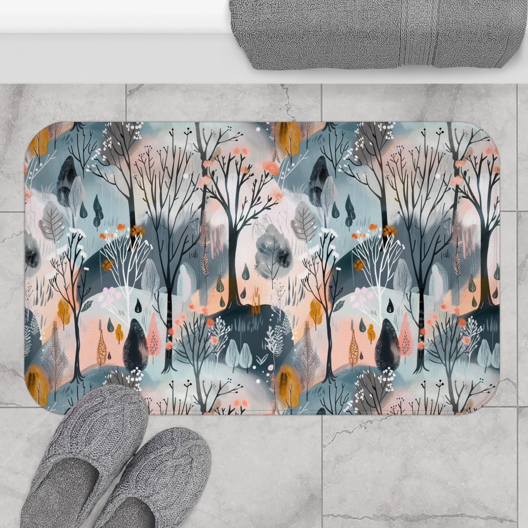 Colorful Bath, Kitchen Mat | Abstract Forest