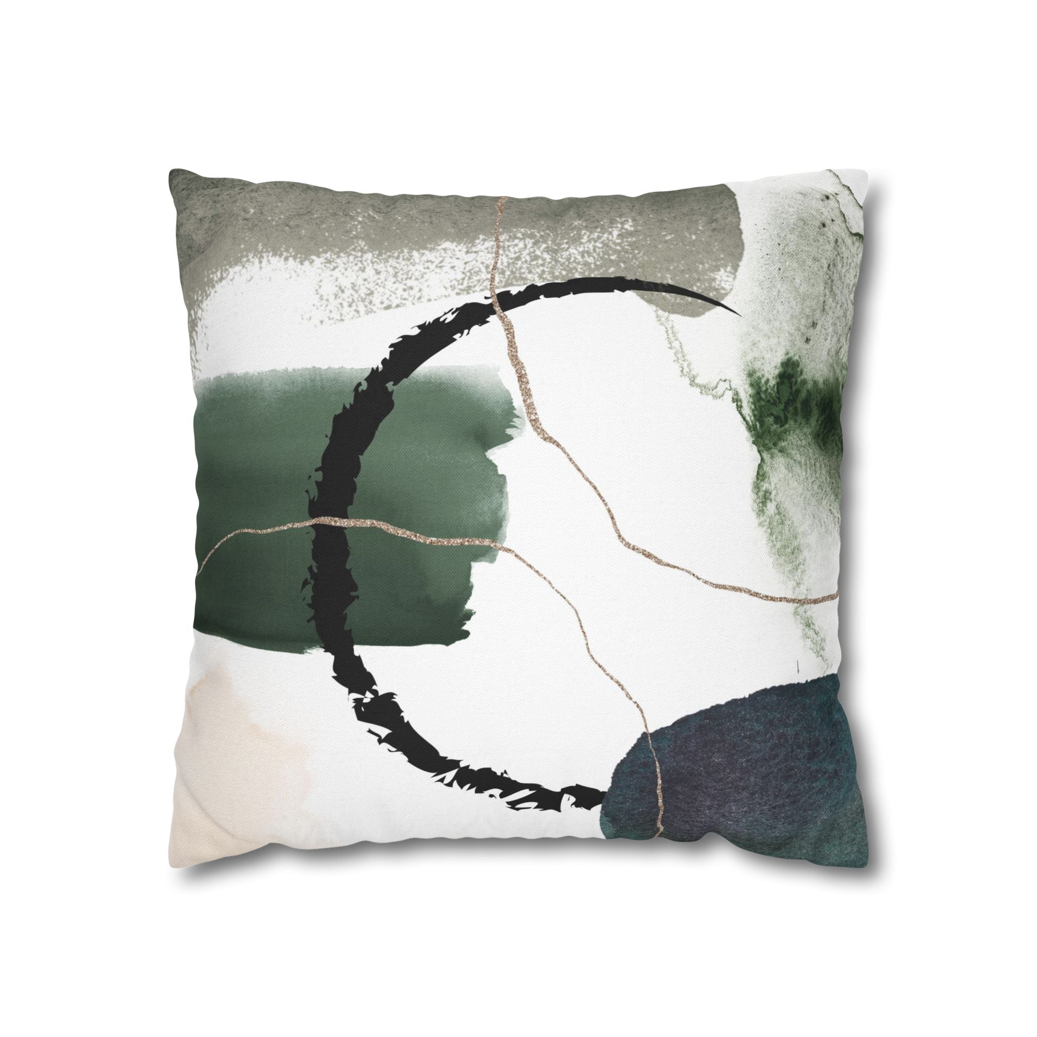 Green Abstract Pillow Cover | White Black Modern Pillowcase