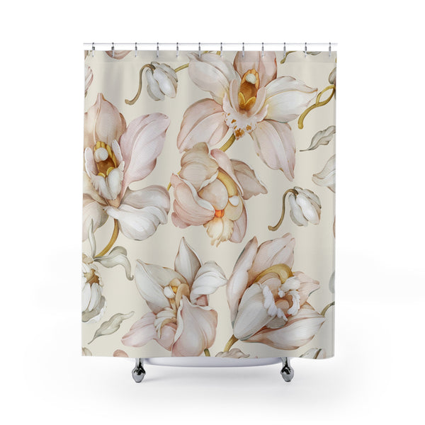Floral Shower Curtain | Blush Beige Pink Ivory