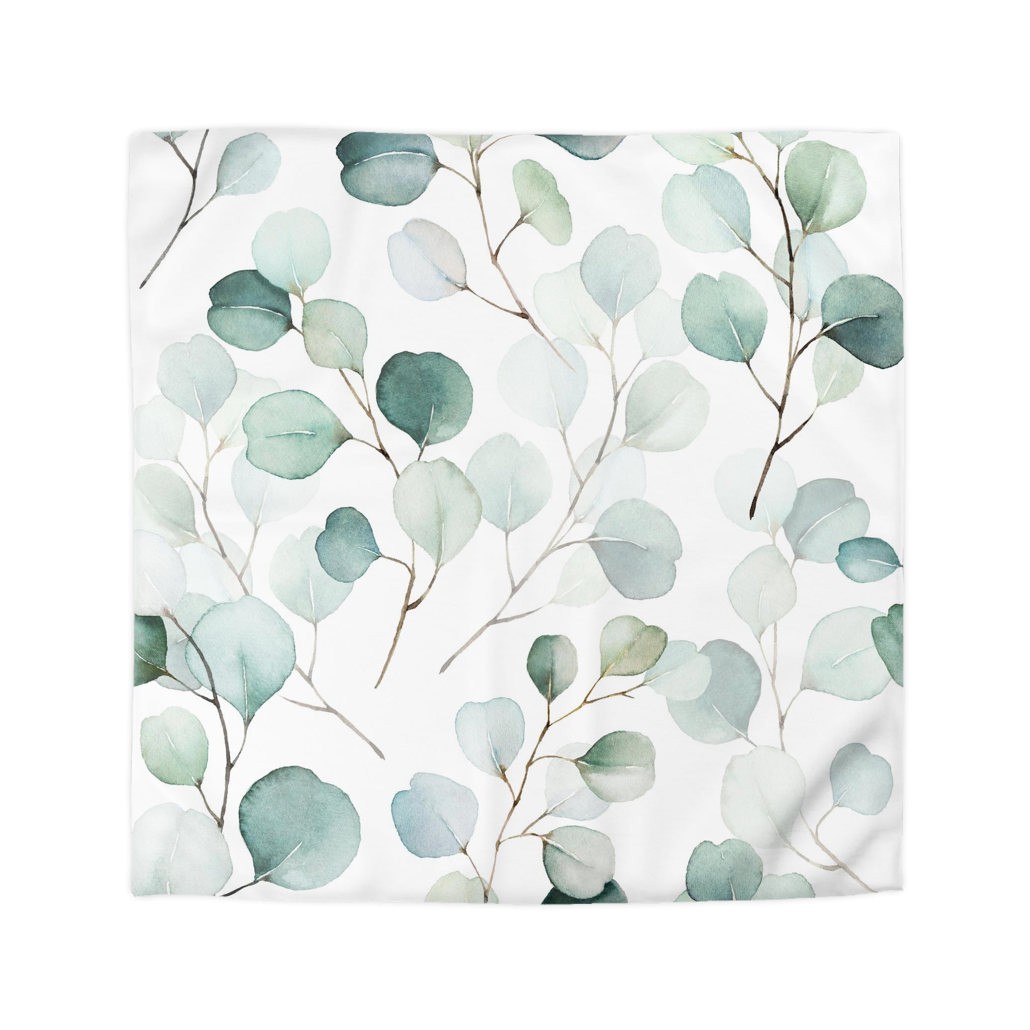 Floral Duvet, Pillow Cover Set | Sage Green Euclyptus Leaves Bedroom Set