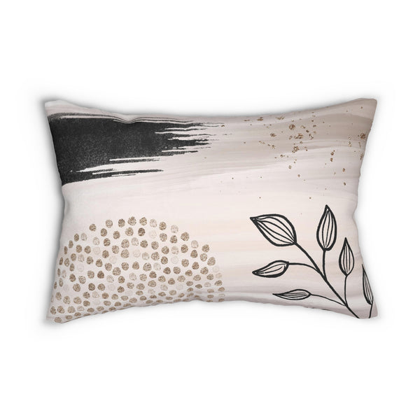 Abstract Lumbar Pillow | Blush Beige Gold Black