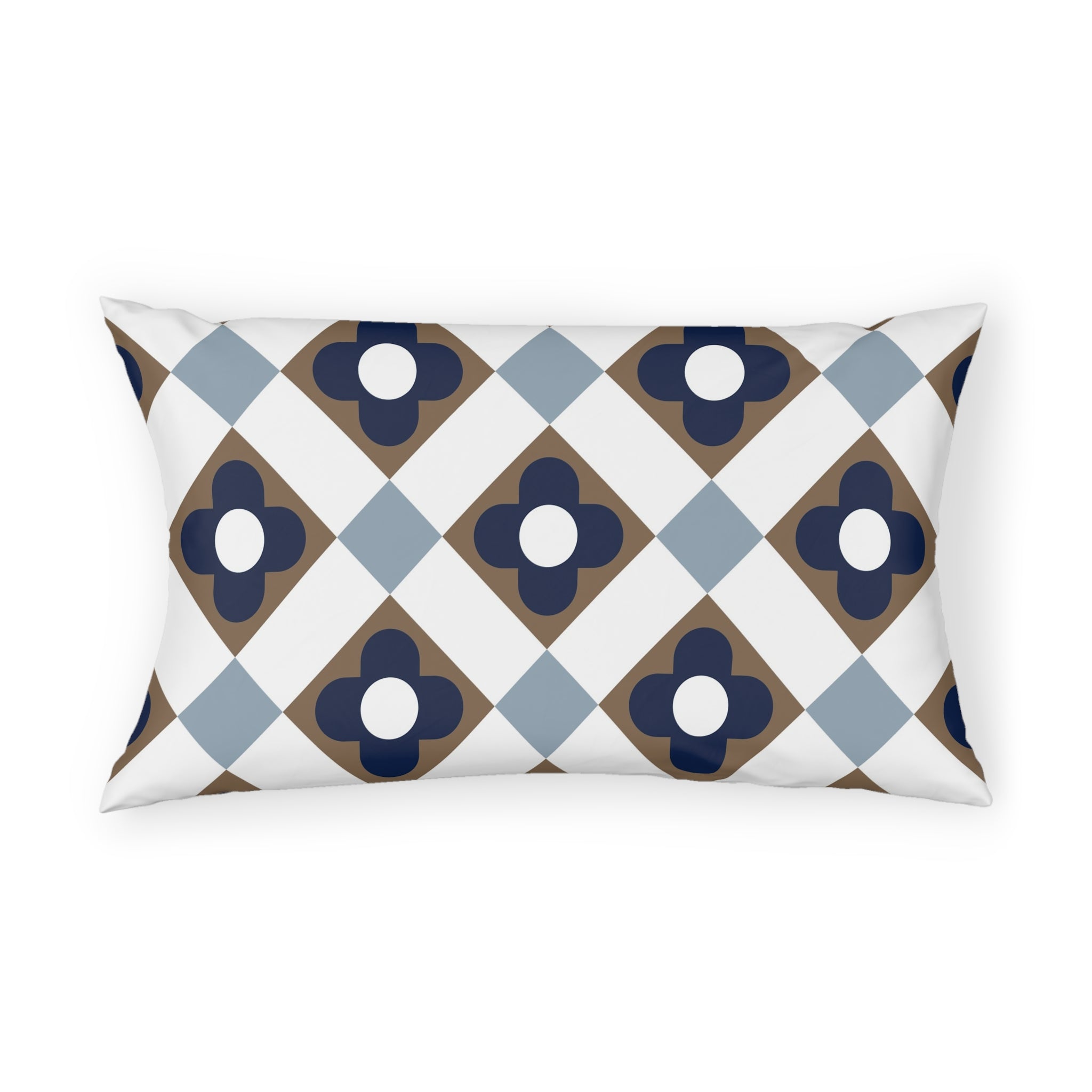 Retro Bedding Pillow Sham | Vintage Art Deco, Nouveau Blue, Beige White