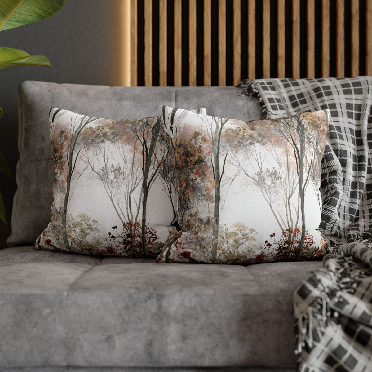 Autumn Forest Pillow Cover | Rust Sage Woodland Pillowcase