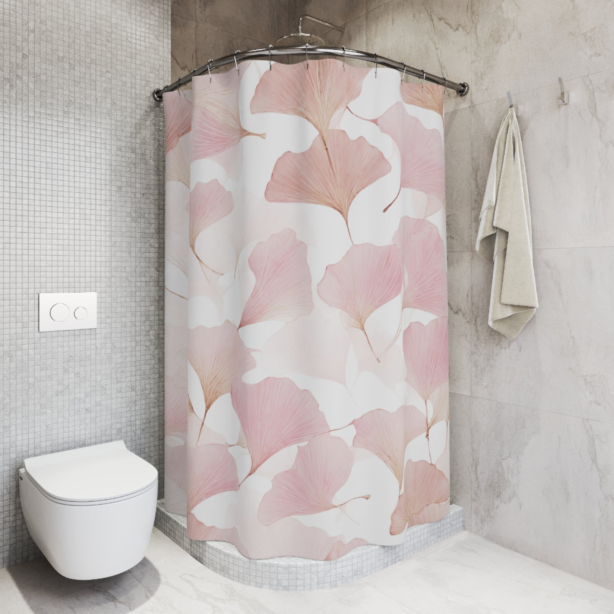 Ginko Floral Shower Curtain | Blush Pink Bathroom