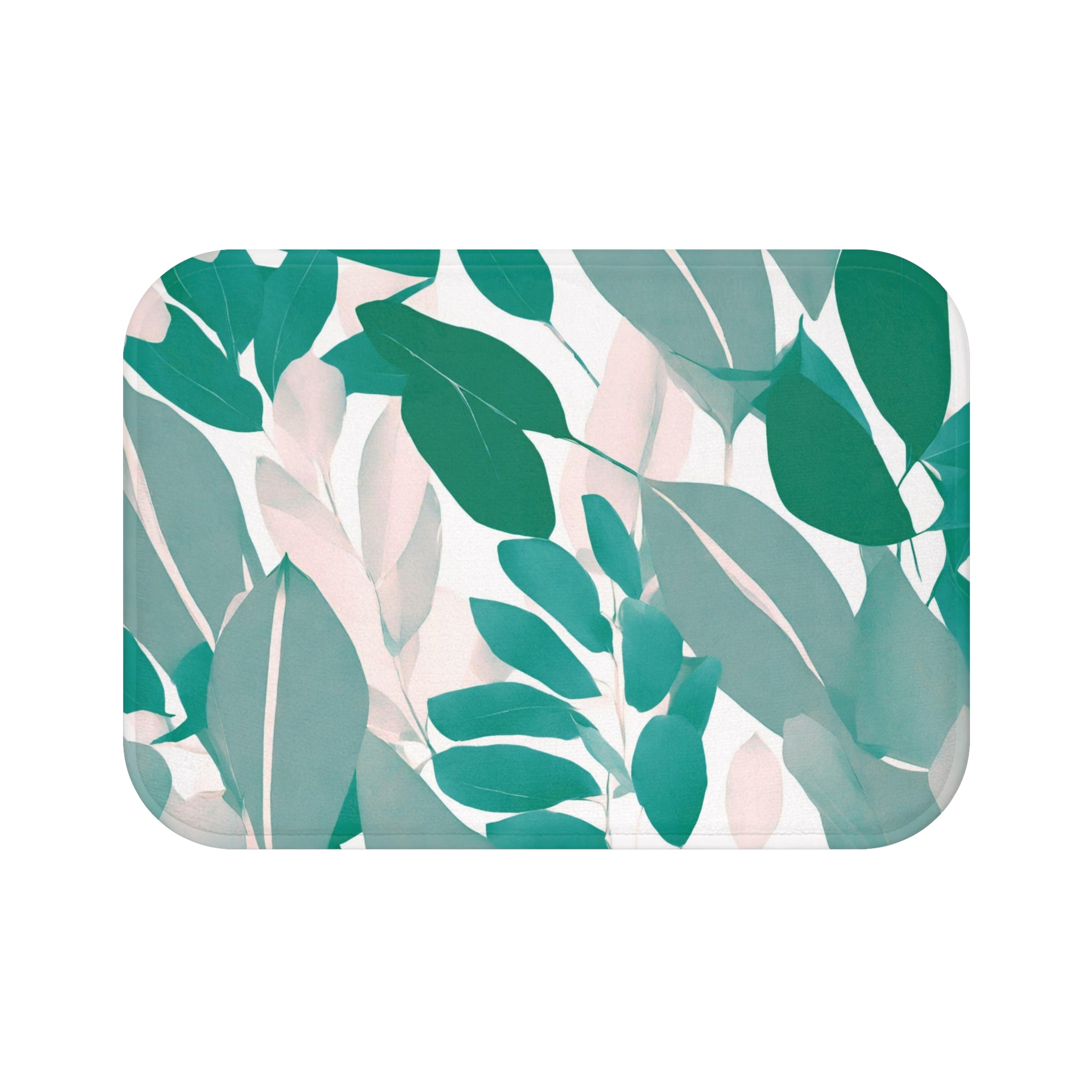 Kitchen, Bath Mat | Floral Sage Teal Green, Blush Pink