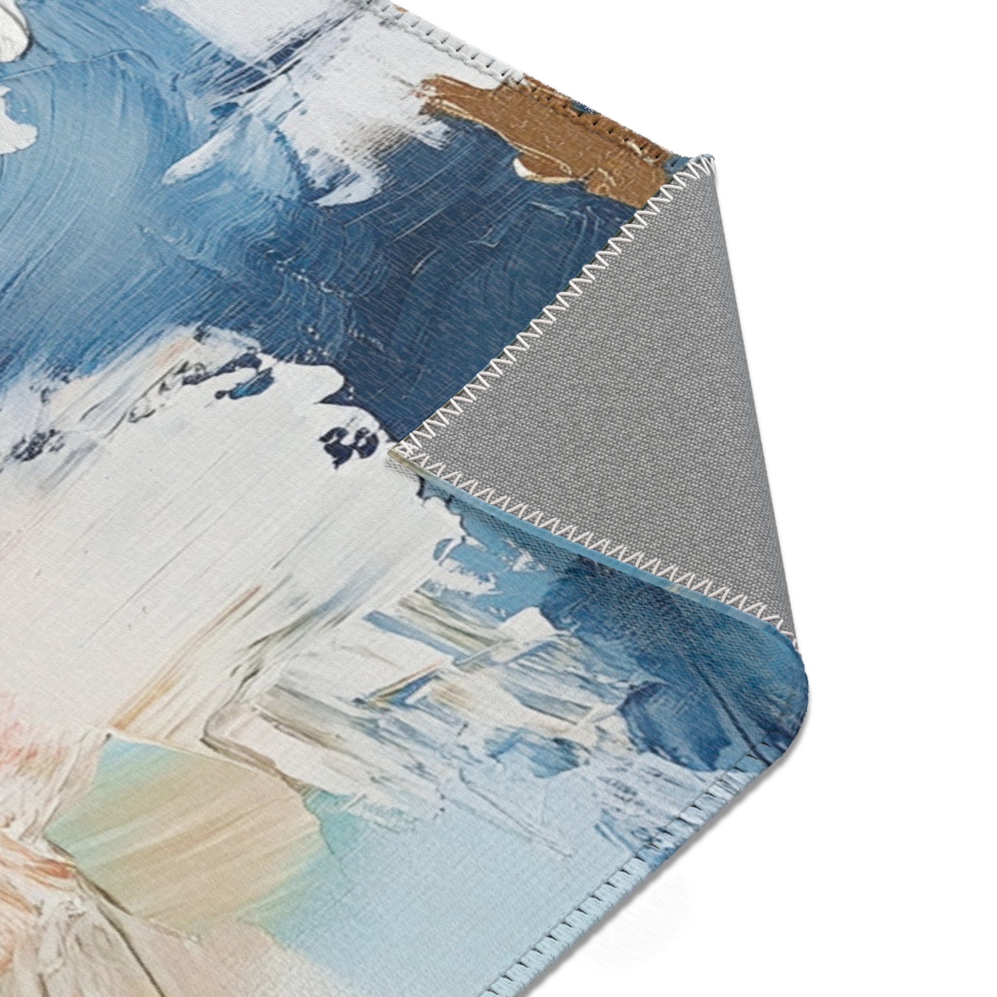 Abstract Area Rug | Blue White Blush Ombre Artsy Rug