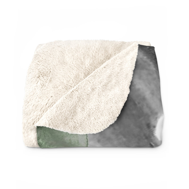 Abstract Comfy Blanket | Green White Gold Minimalist