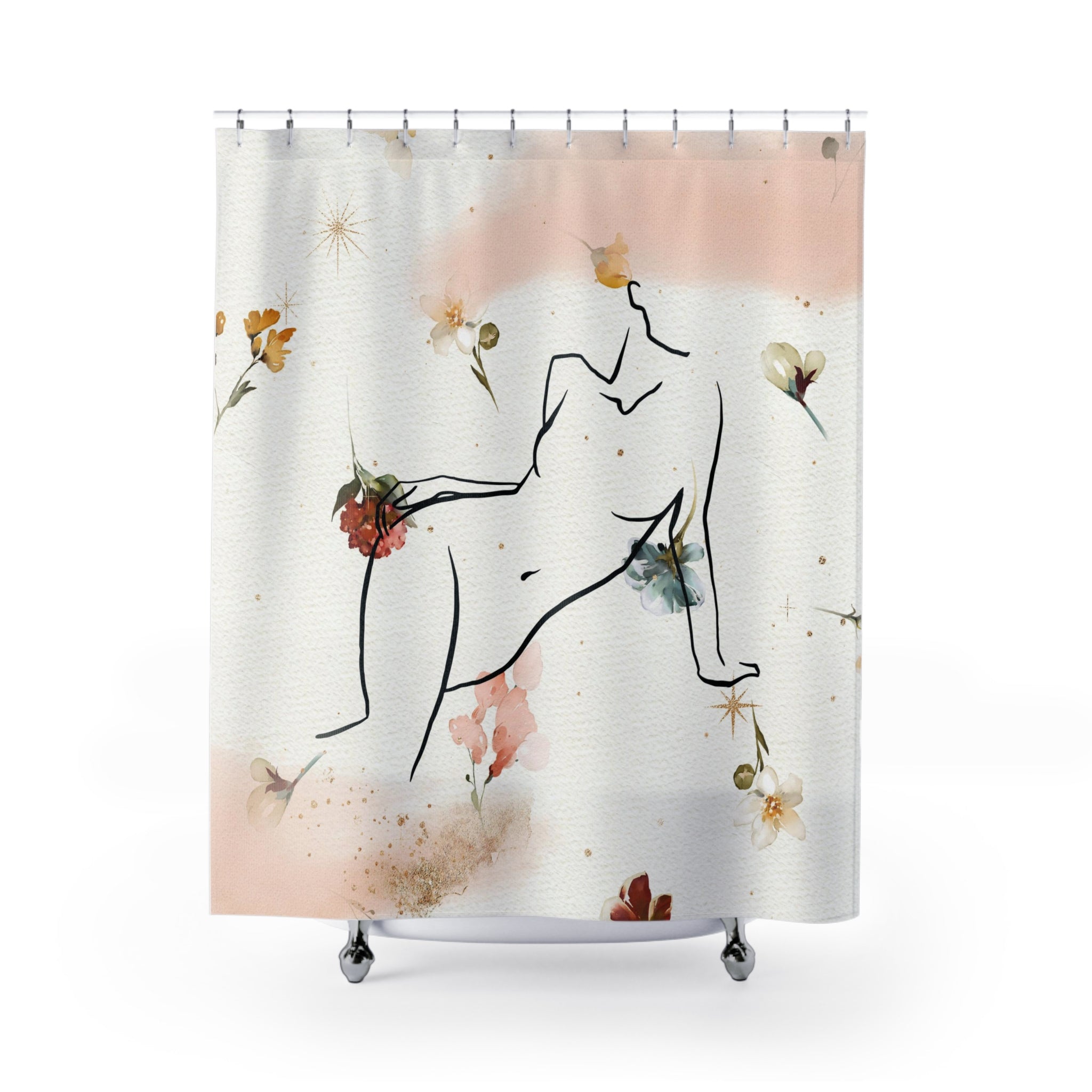 modern boho fabric shower curtain