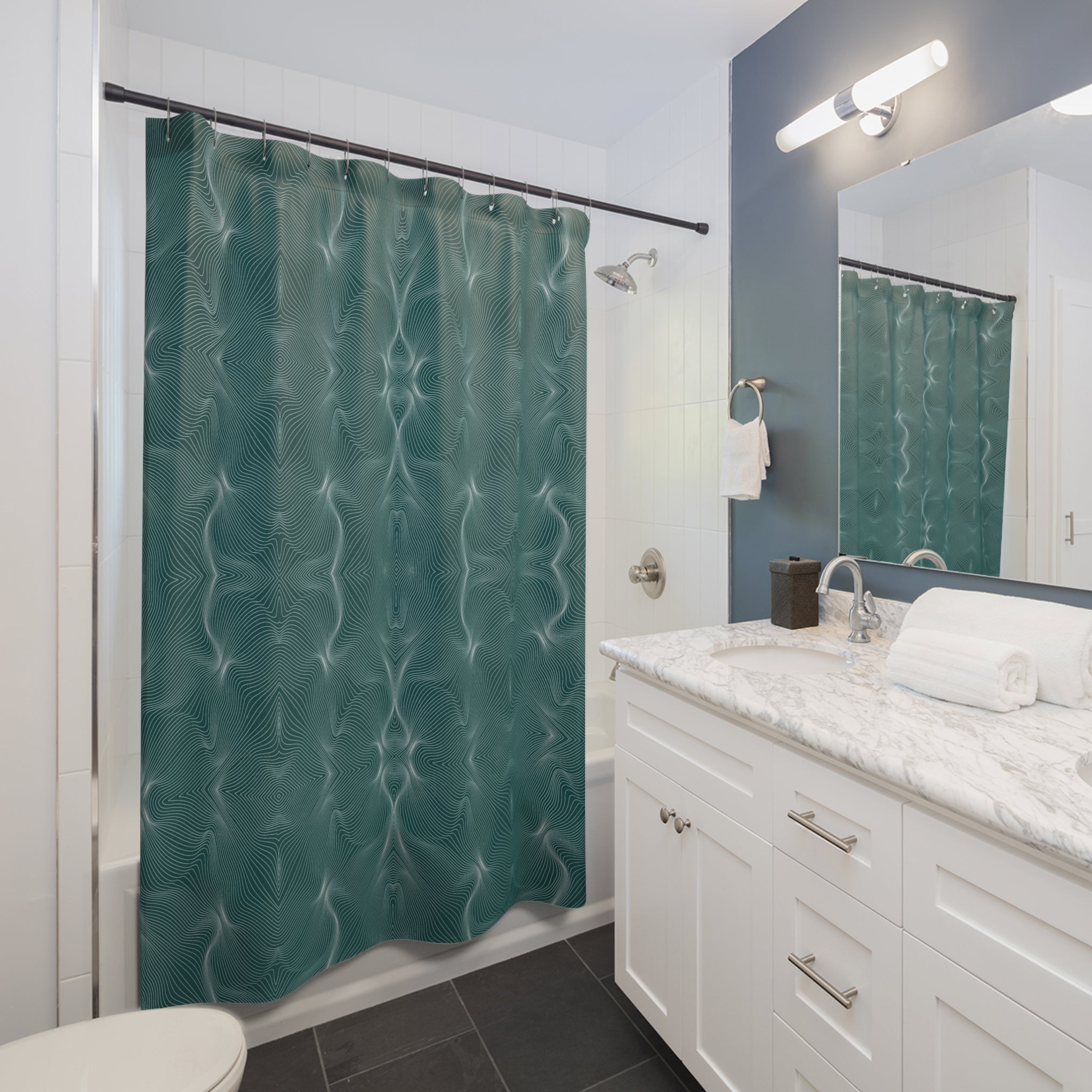 Teal Green Shower Curtain | Art Nouveau Bathroom Decor