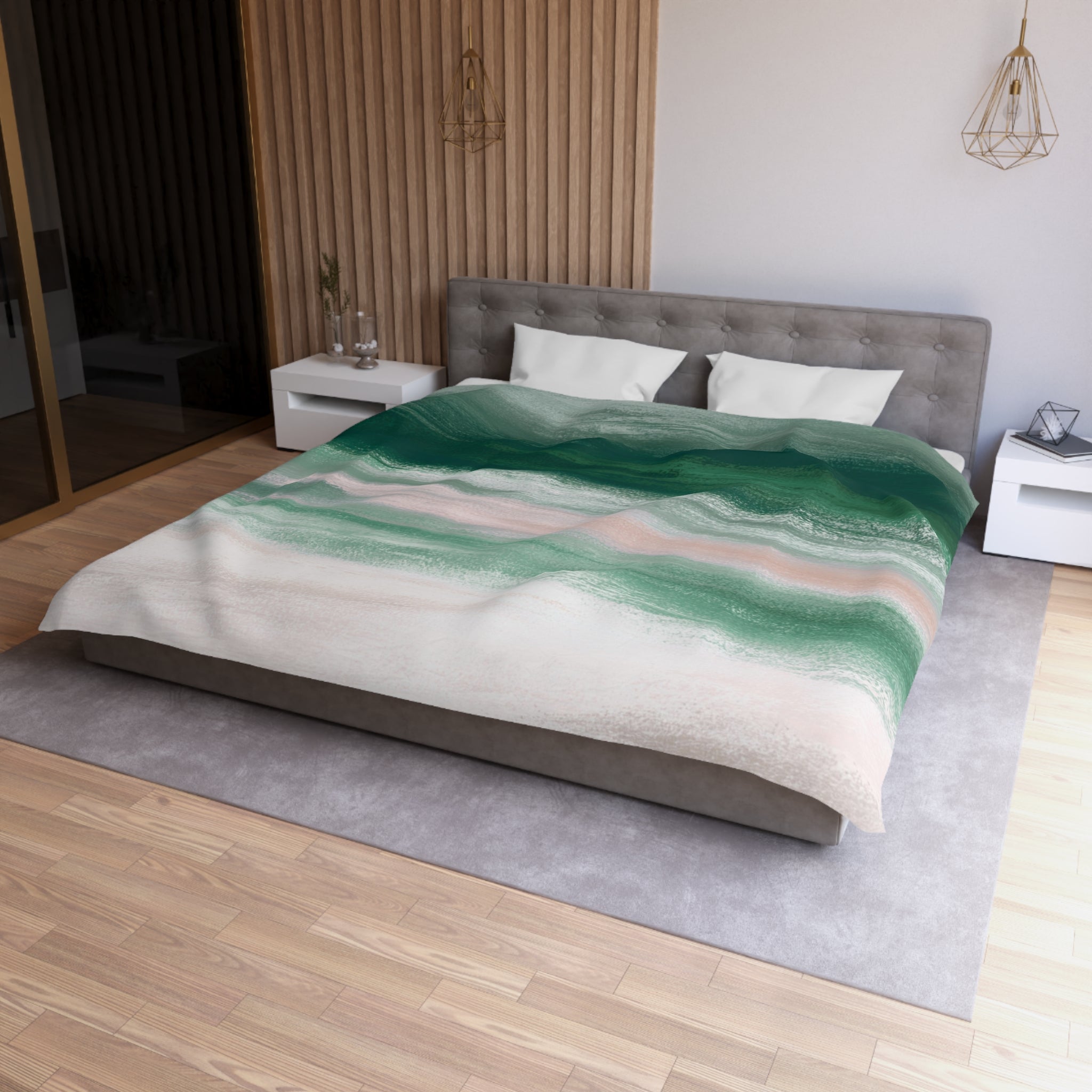 Ombre Duvet, Pillow Cover | Green Ivory Bedroom Decor