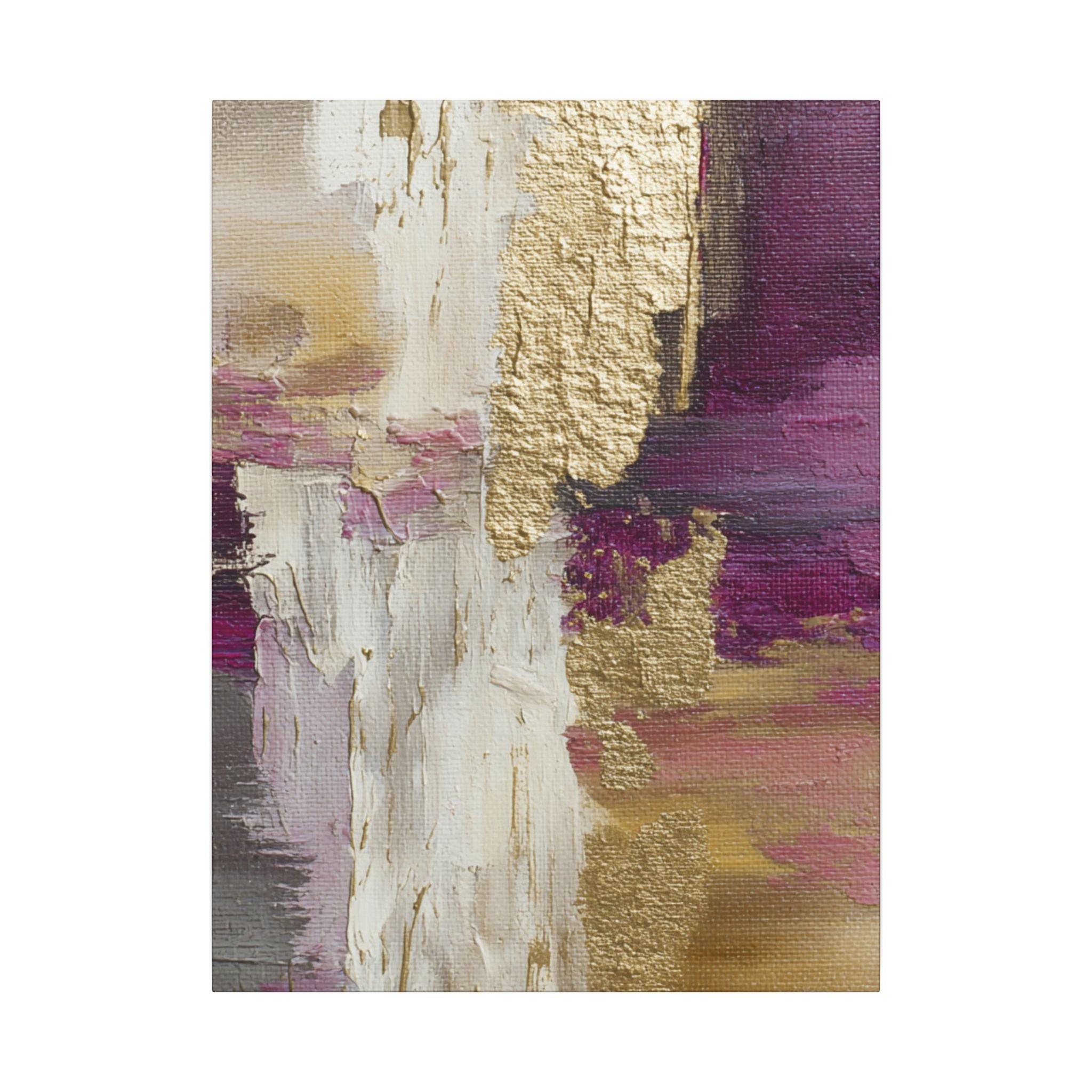 Purple & Muted Gold Abstract Canvas Wall Art – Modern Luxe Minimalist Painting Print