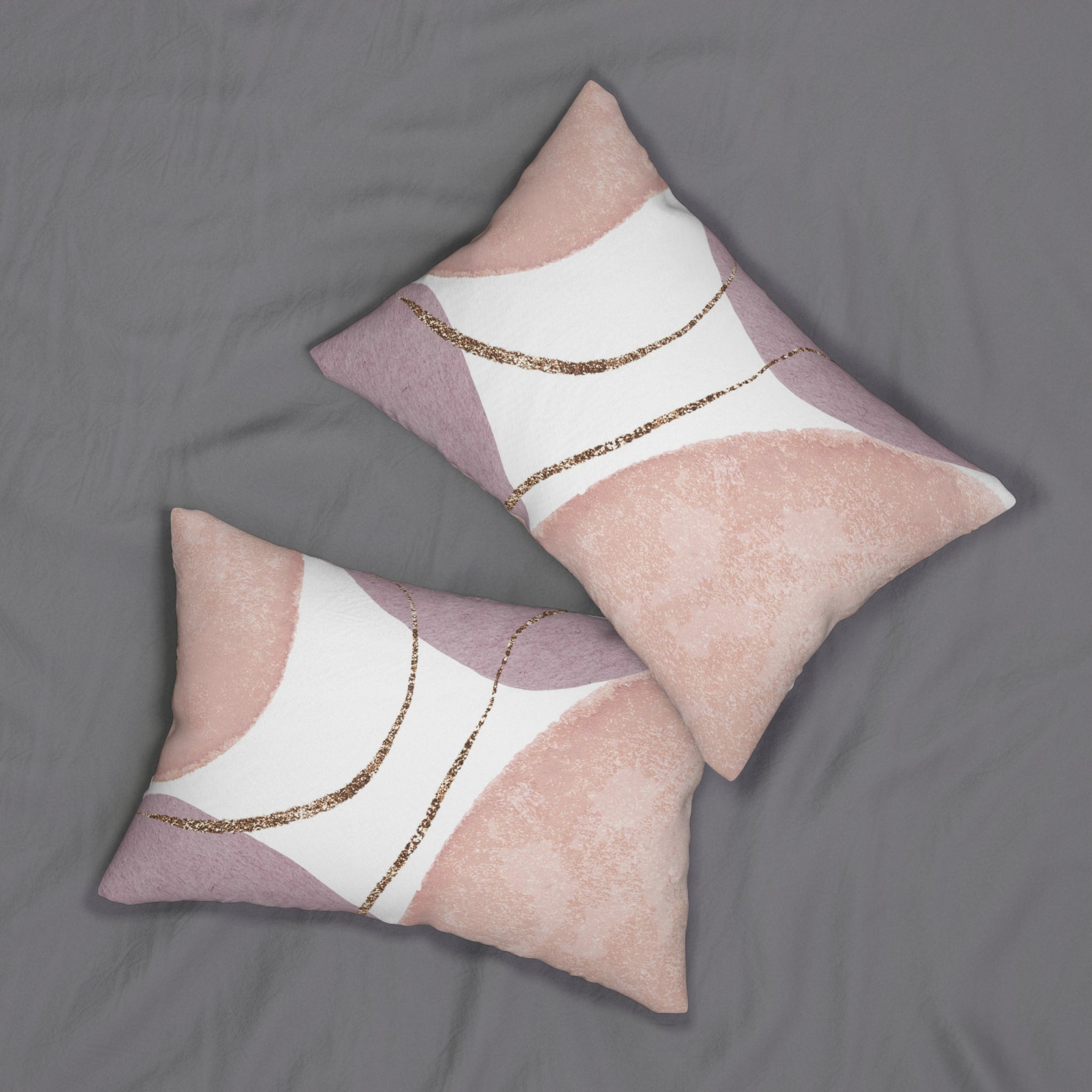 Abstract Lumbar Pillow | Blush Pink, White Lavender