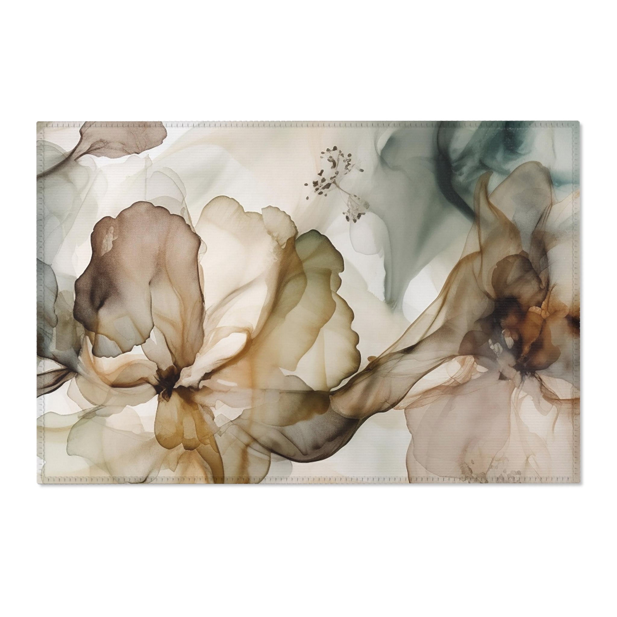 Abstract Area Rug | Liquid Ink Earthy Beige Navy