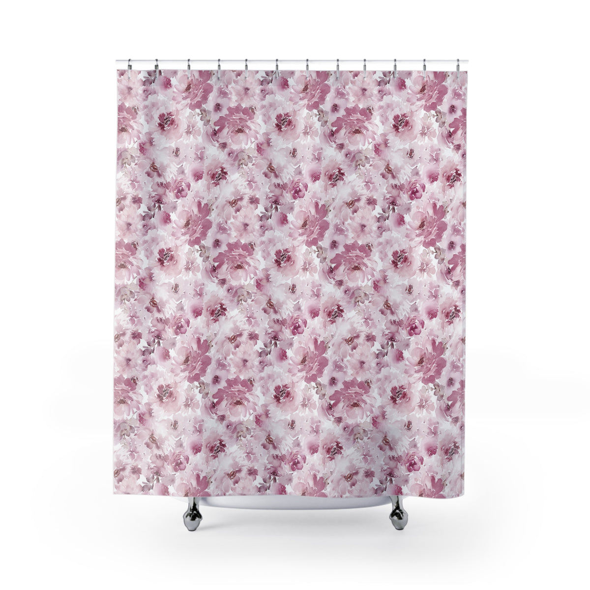 Dusty Pink Watercolor Peony Shower Curtain, Bath Curtain 71x74