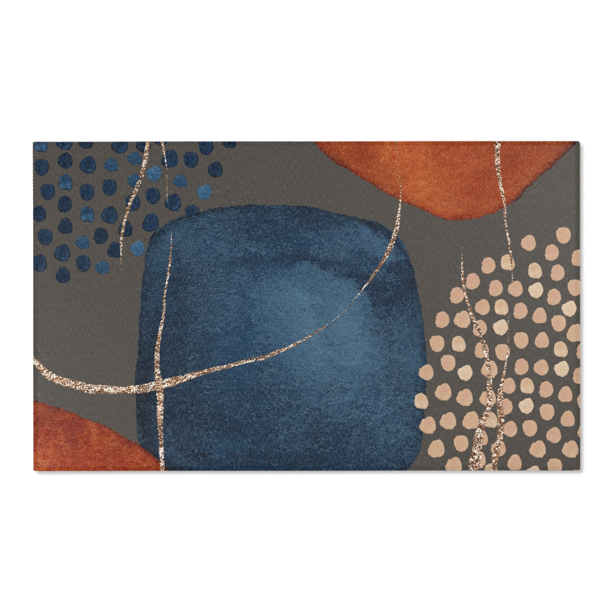 Abstract Area Rug | Watercolor Dark Taupe Grey, Navy Blue