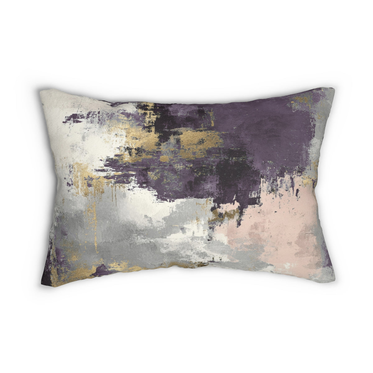 Aubergine Grey Ochre Abstract Lumbar Pillow 14x20, Moody Accent Pillow