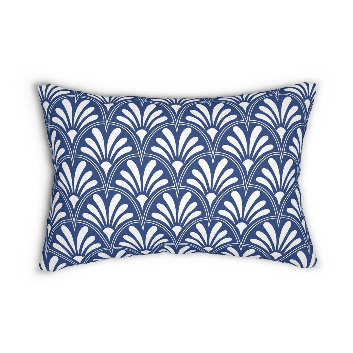 Cobalt Blue Deco Fan Lumbar Pillow 14x20, Art Nouveau Accent Pillow