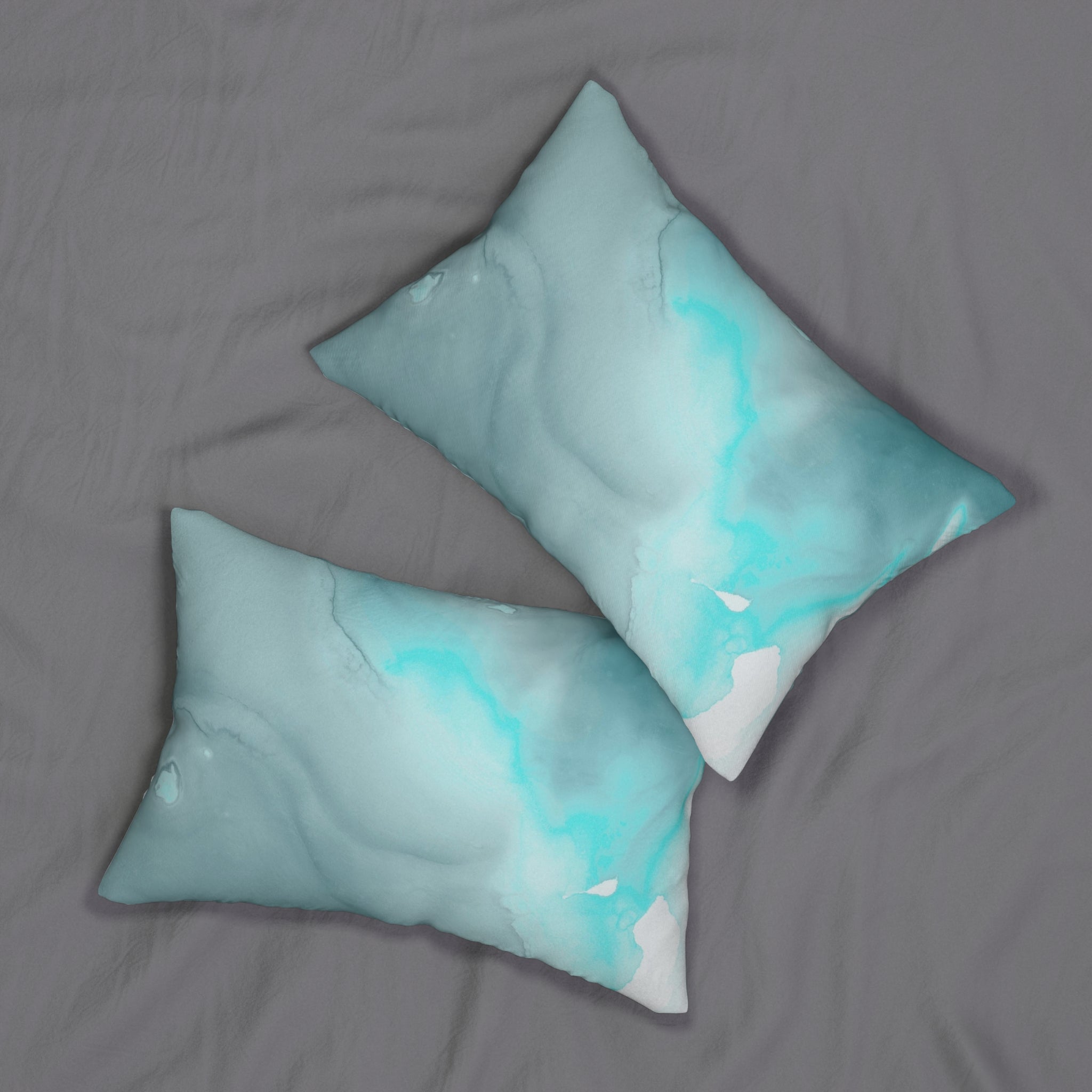 Teal Blue Lumbar Pillow | Aqua Turquoise Watercolor