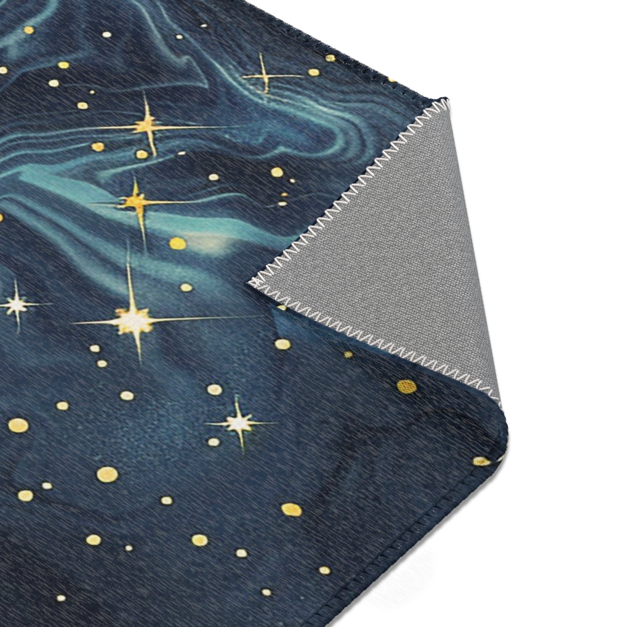 Abstract Area Rug | Celestial Sky Navy Blue Watercolor