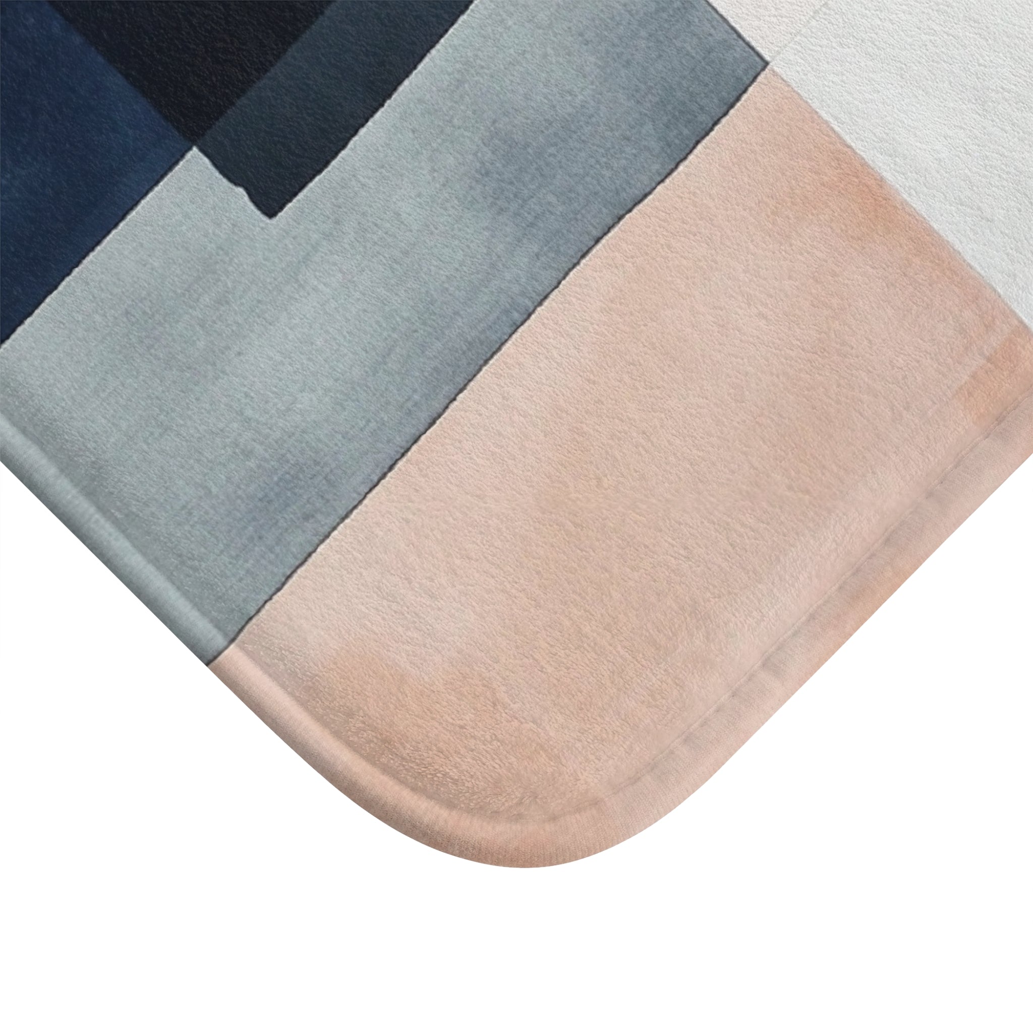 Abstract Bath Mat | Navy Blue, Blush Beige White Kitchen Mat
