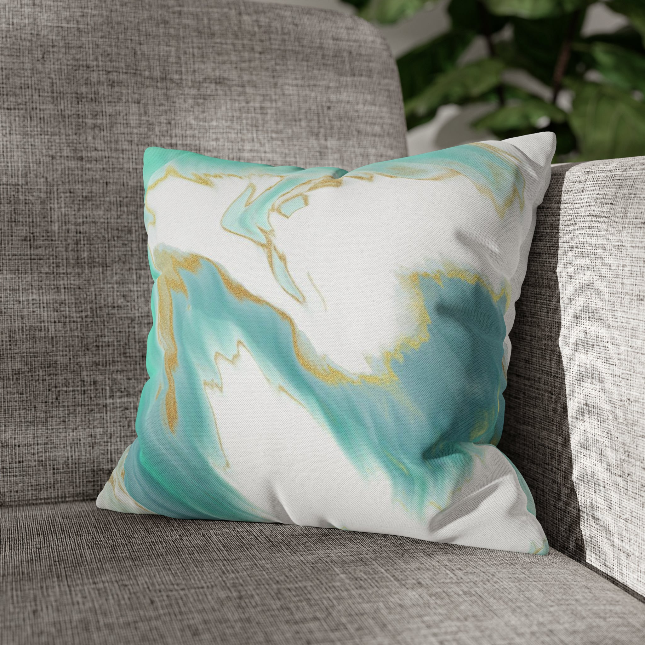 Abstract Pillow Cover | Sage Green Blue, White Beige