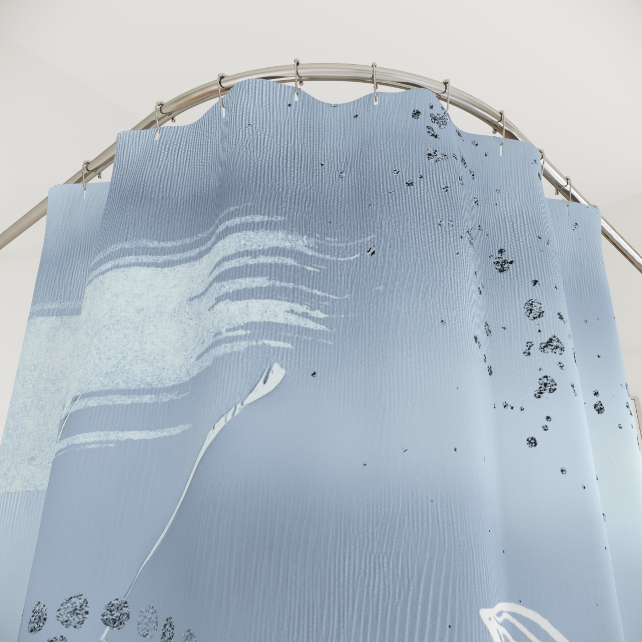 Boho Shower Curtain | Powder Pale Blue, Leaves