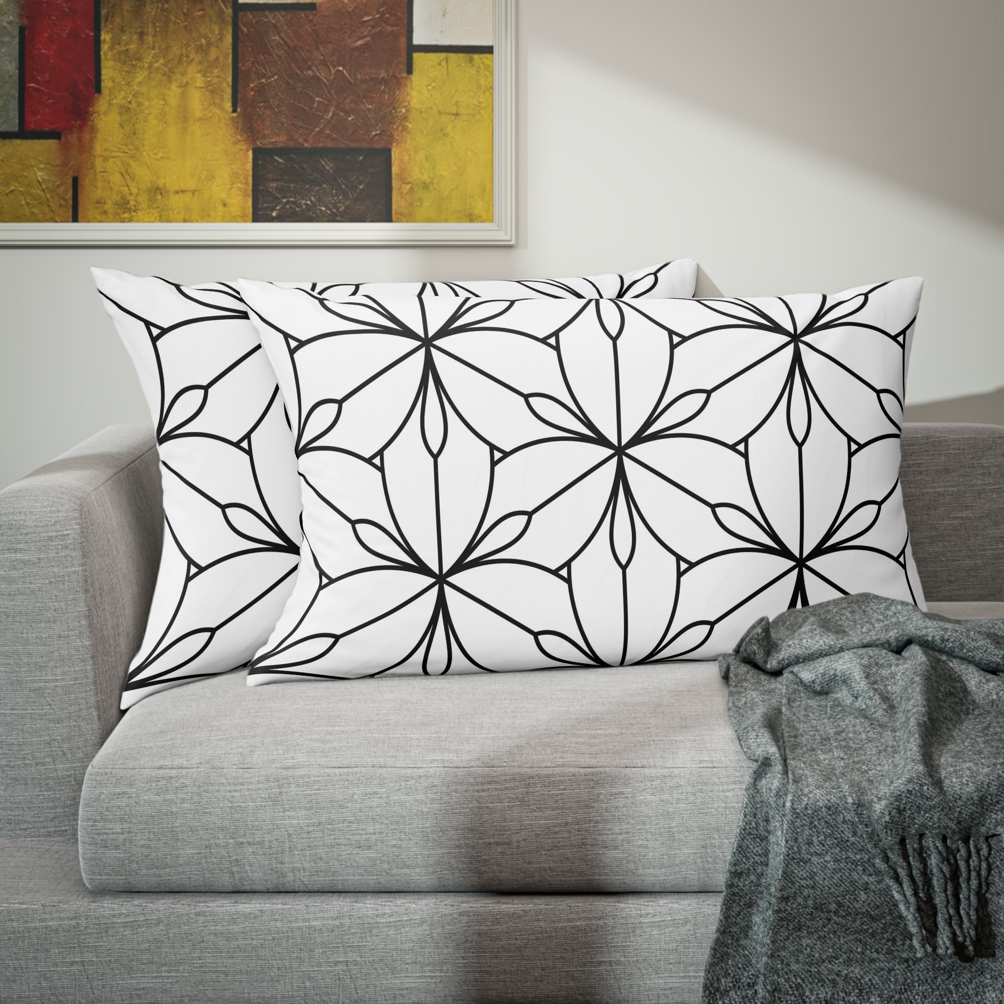 Art Deco Bedding Pillow Sham | White Black Geometric