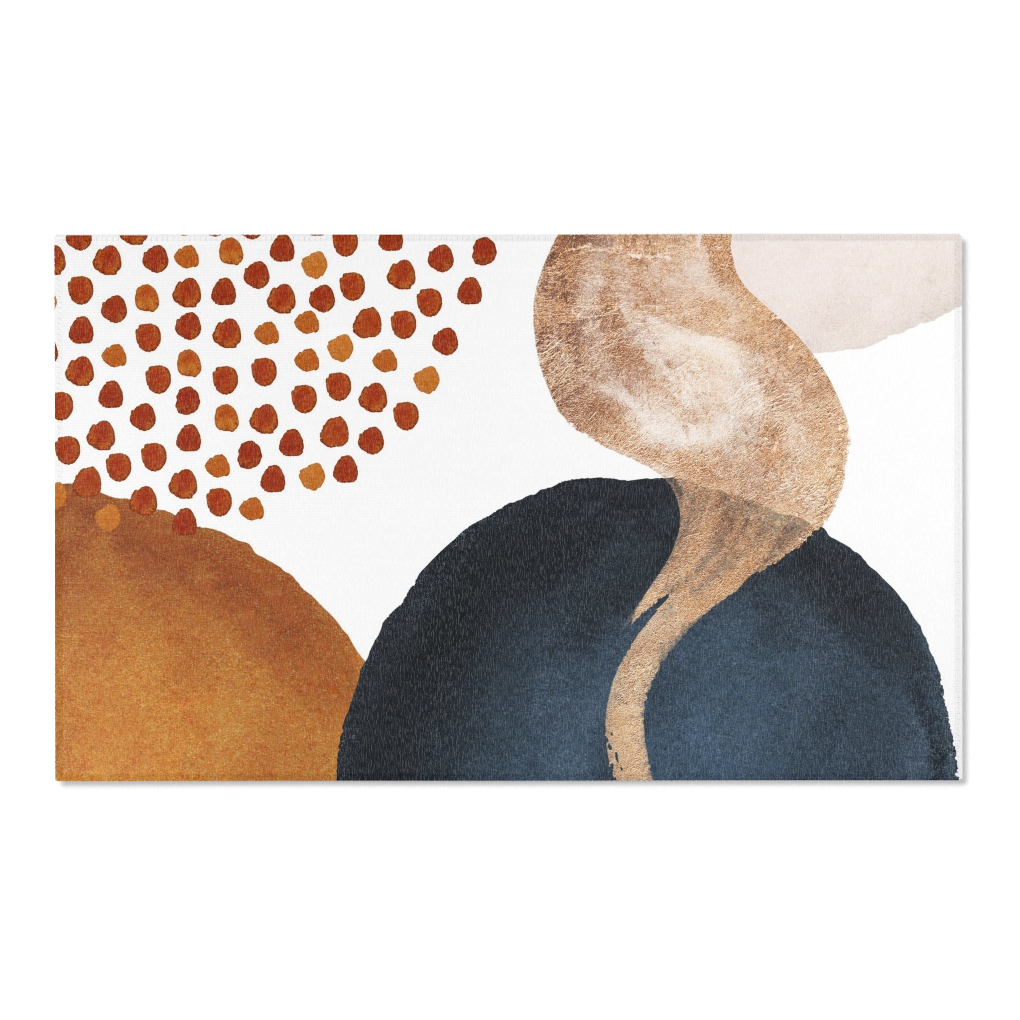 Abstract Area Rug | Navy Blue, Burnt Orange, Beige Watercolor