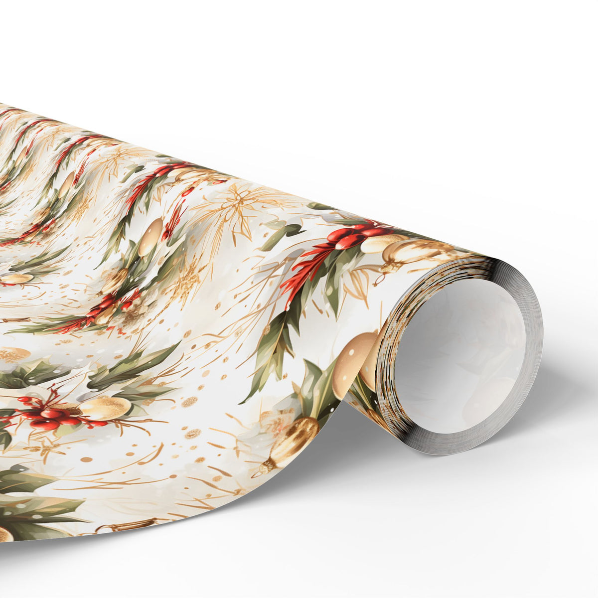 Holly Berry Ornament Christmas Wrapping Paper, Gift Wrap