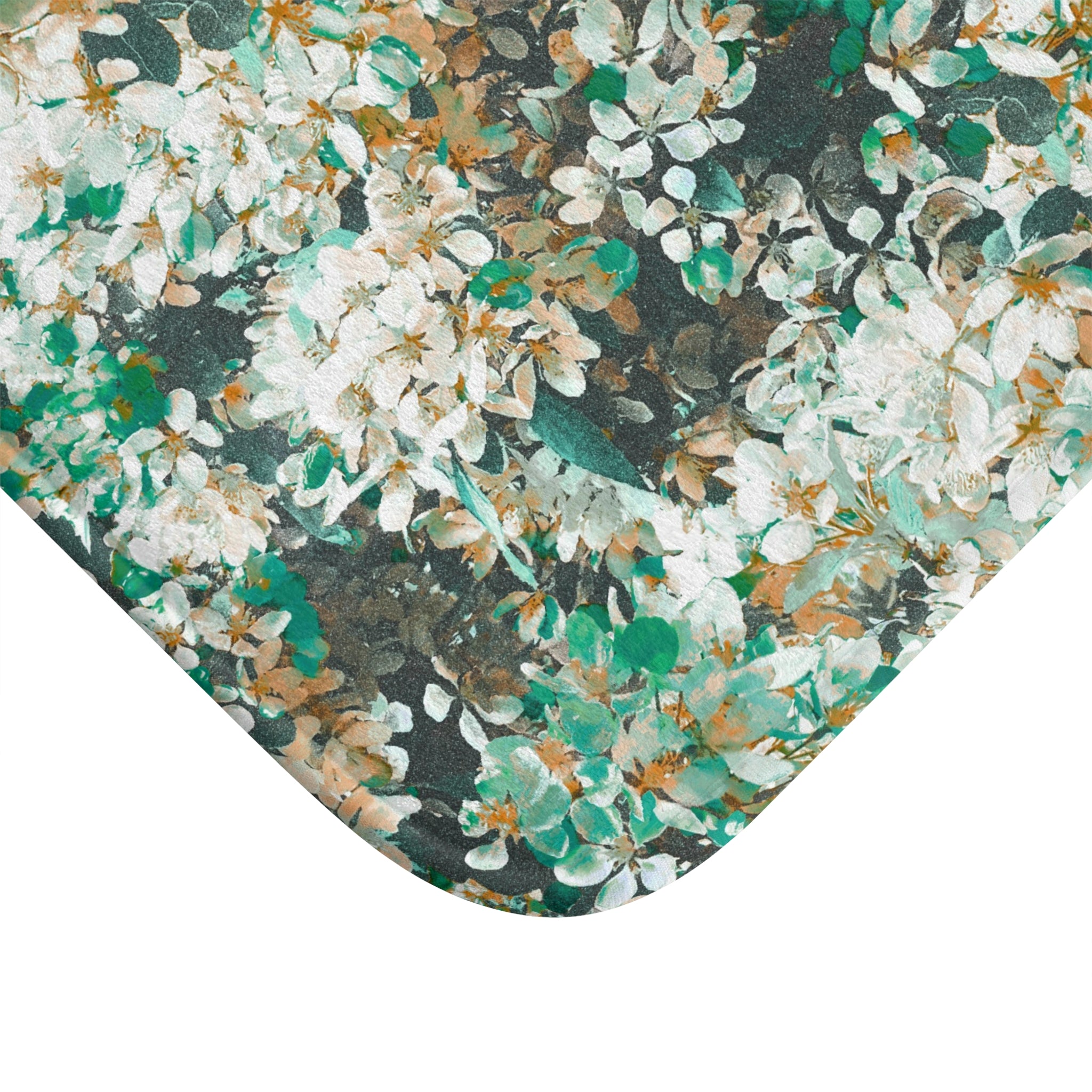 Floral Bath Mat | Green Beige White Kitchen Mat