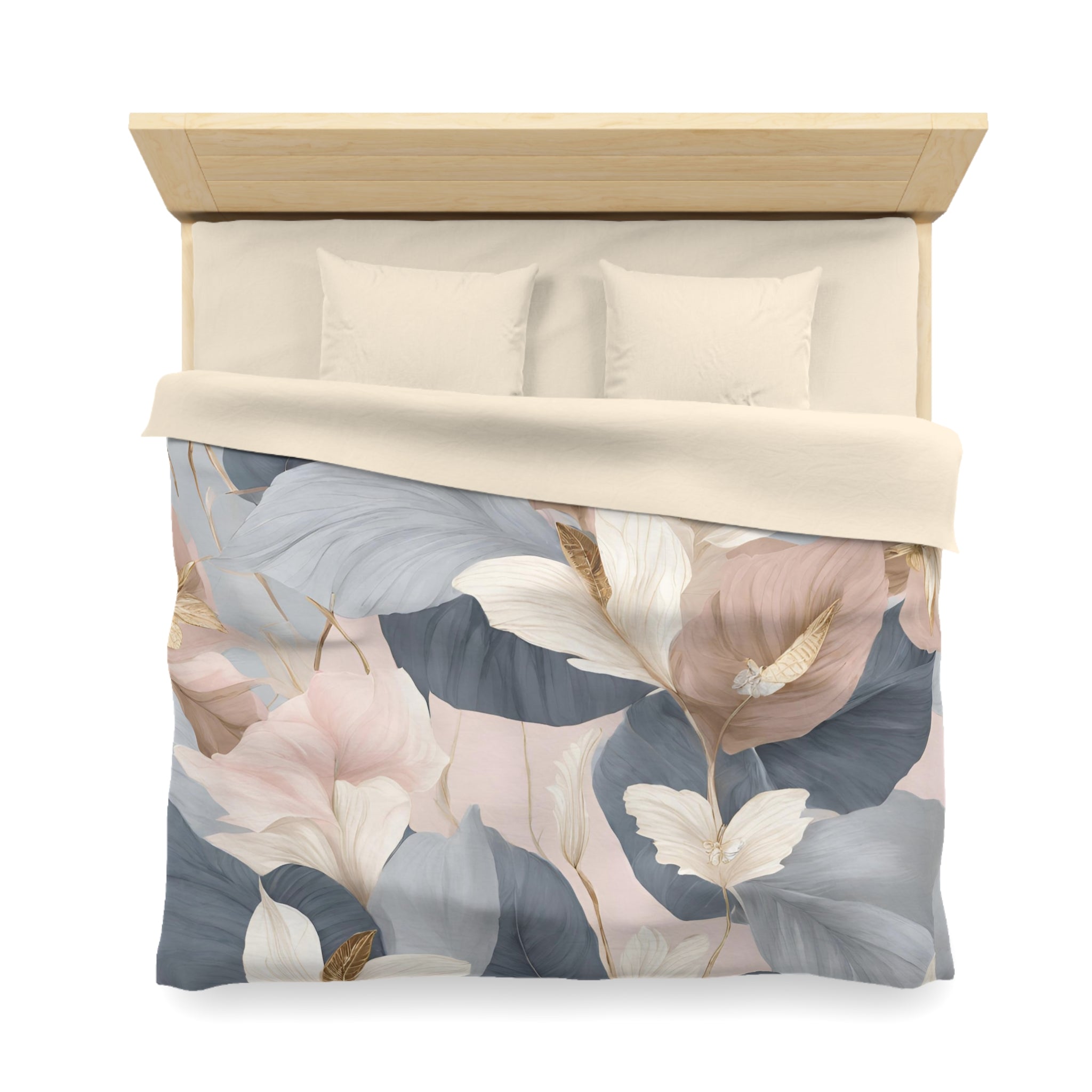 Abstract Floral Bedding Set | Blue Blush Leaves