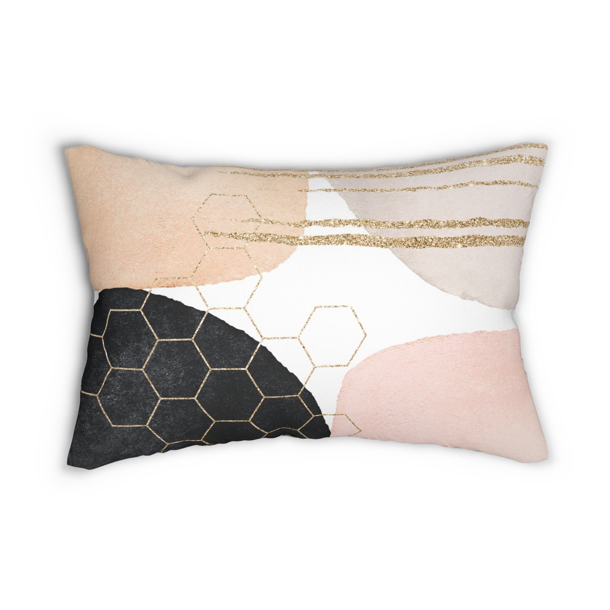 Abstract Lumbar Pillow | Black White Blush Watercolor