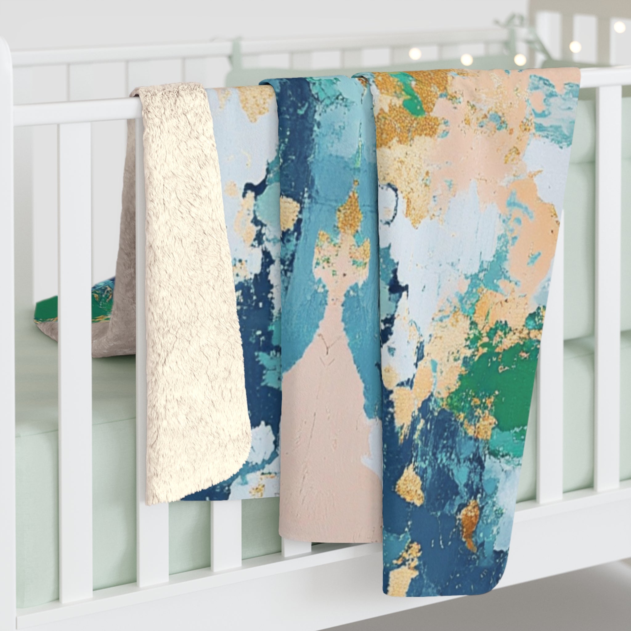 Abstract Throw Blanket | Blue Pink Beige