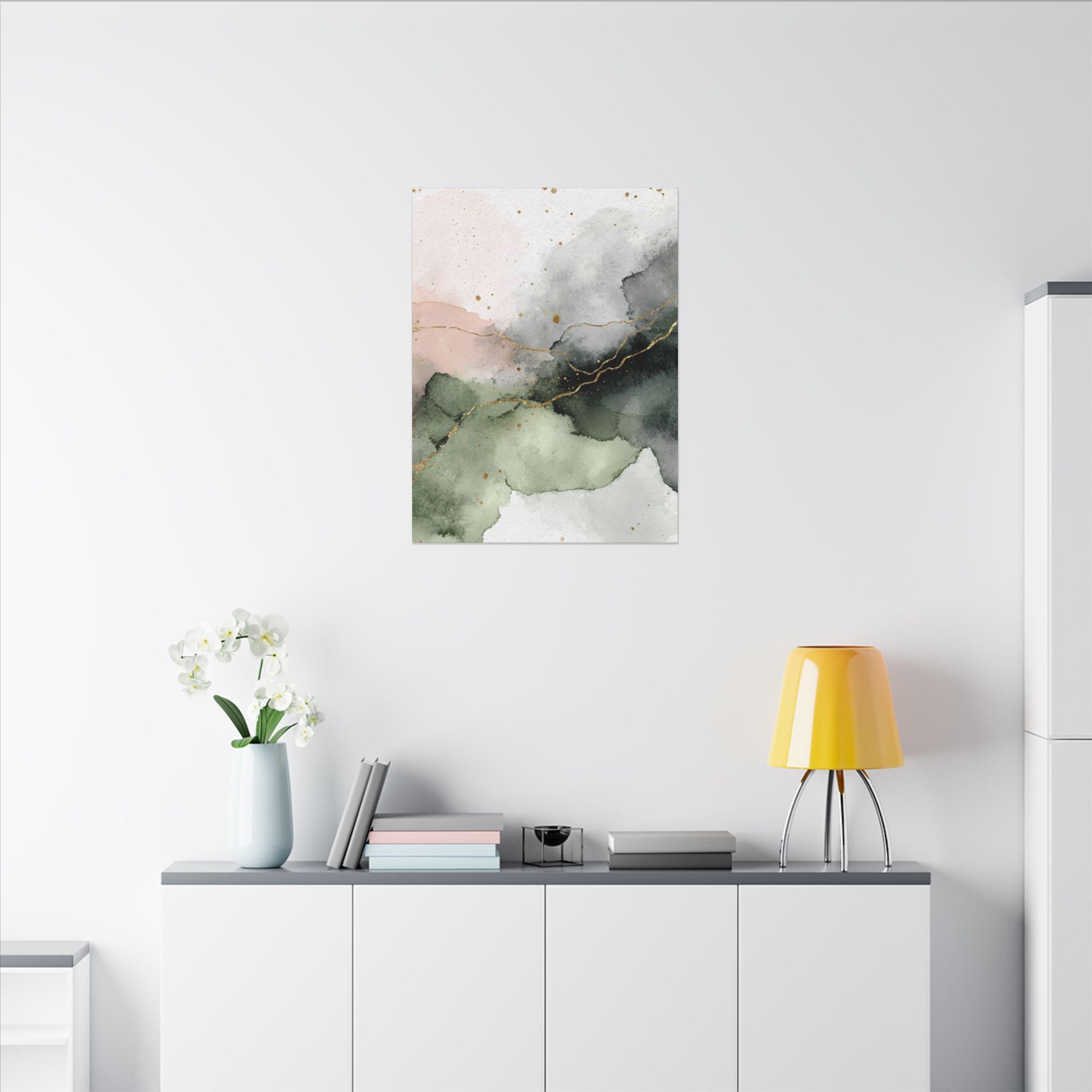 Abstract Neutral Wall Art Print | Boho Earthy Home Decor | Green, Blush Pink Modern Organic Art
