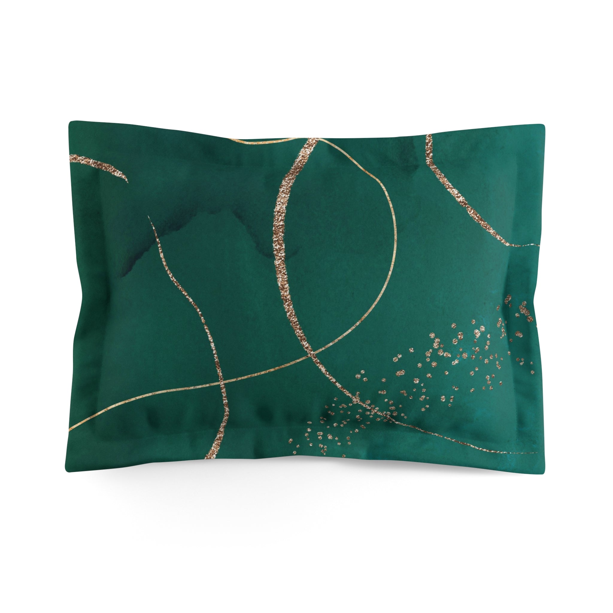 Bedding Pillow Sham | Modern Green, Muted Gold Watercolor