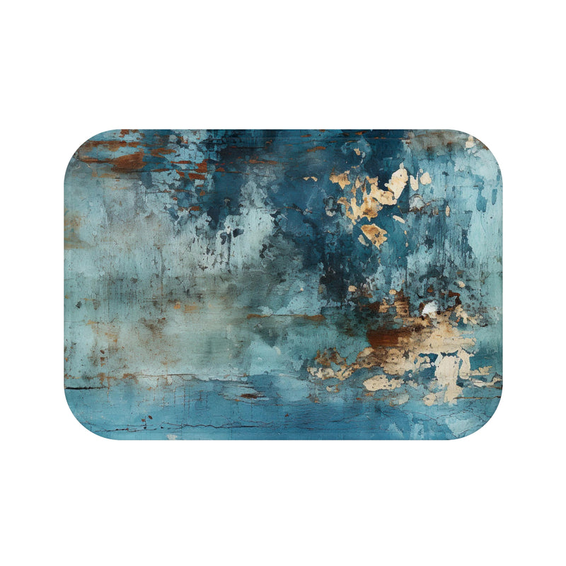 Rustic Bath Mat | Blue Faded Wooden Print