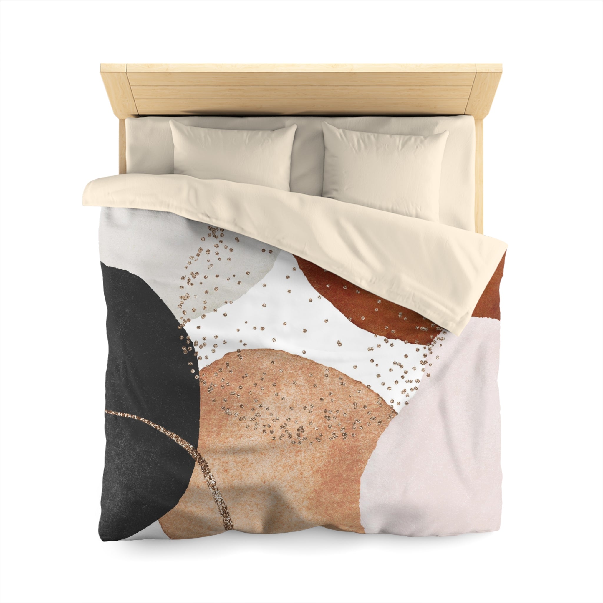 Boho Duvet, Pillow Cover Set | Modern Rust Beige, Grey Black Bedding Decor