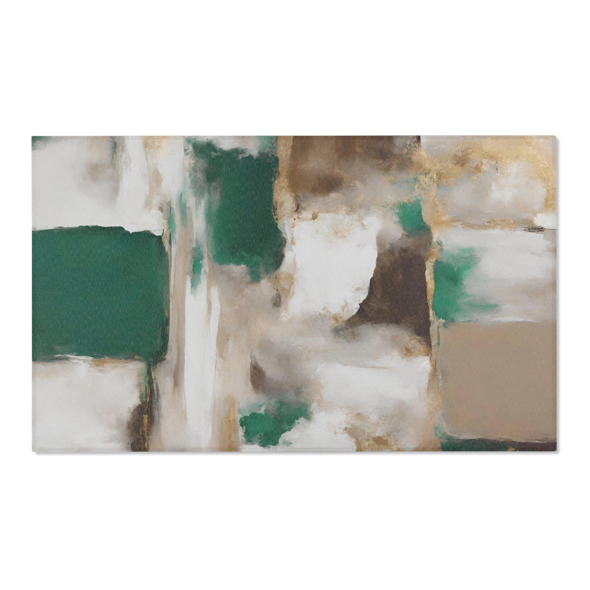 Abstract Large Area Rug | Green Brown Beige