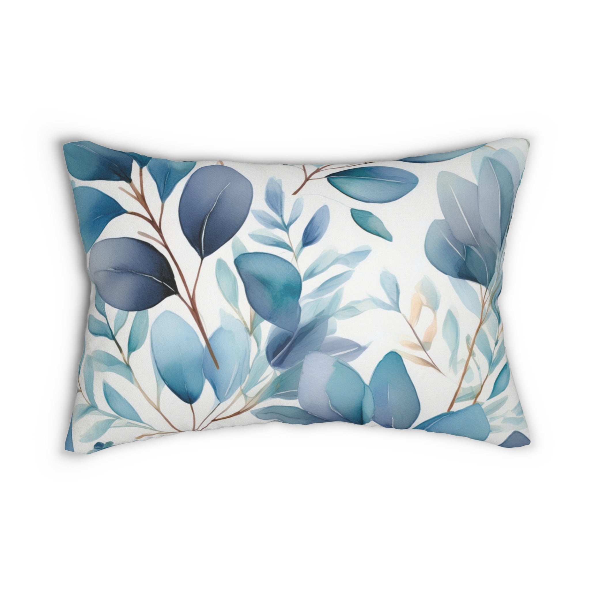 Abstract Floral Lumbar Pillow | Blue White Watercolor