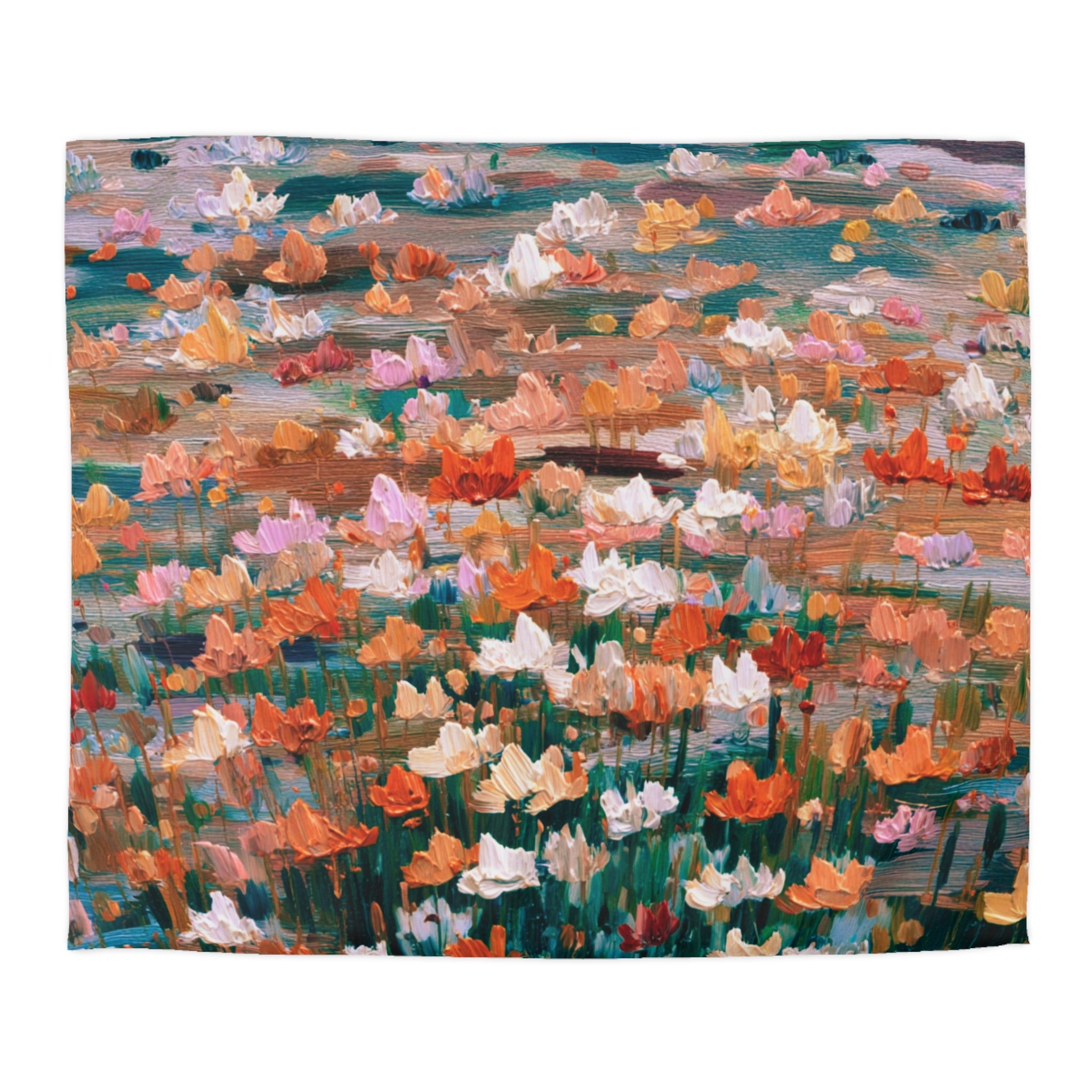 Floral Duvet, Pillow Cover | Orange Green Bedroom Decor