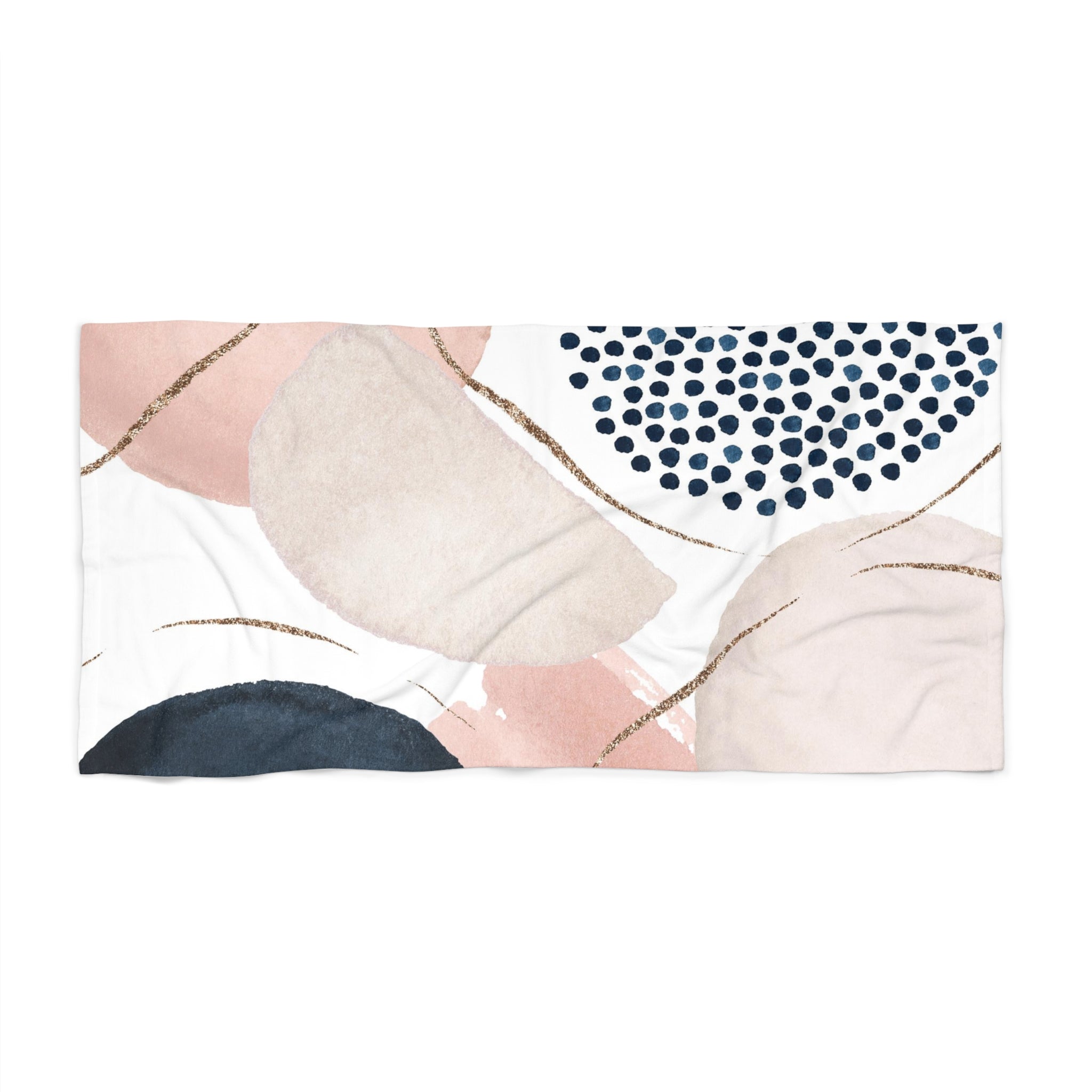 Abstract Boho Bath, Beach Towel | Blush Pink, Beige Ivory, Navy Blue