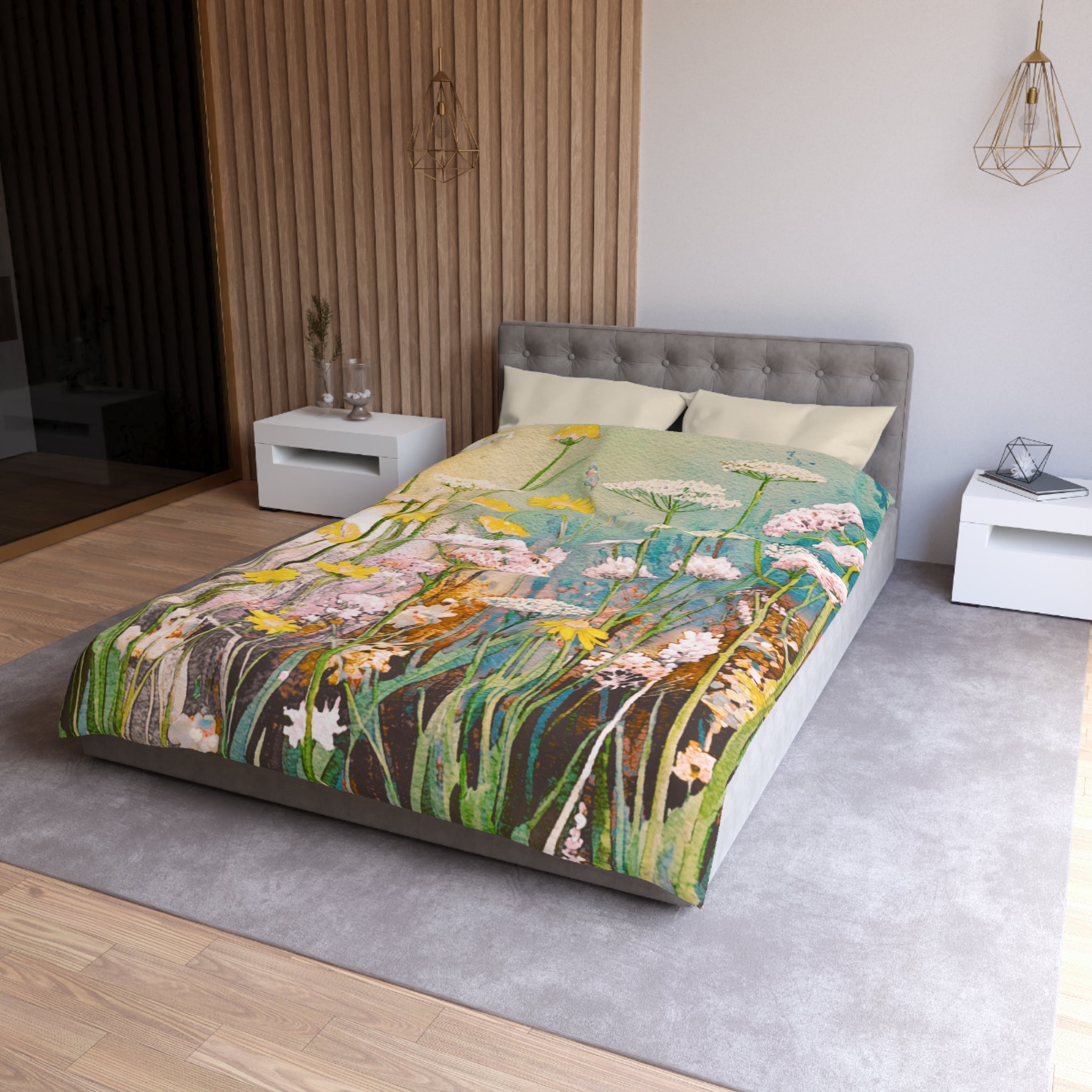 Floral Duvet, Pillow Cover | Yellow Green Bedroom Decor